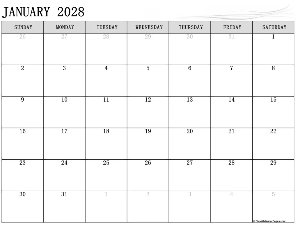 January 2028 Calendar
