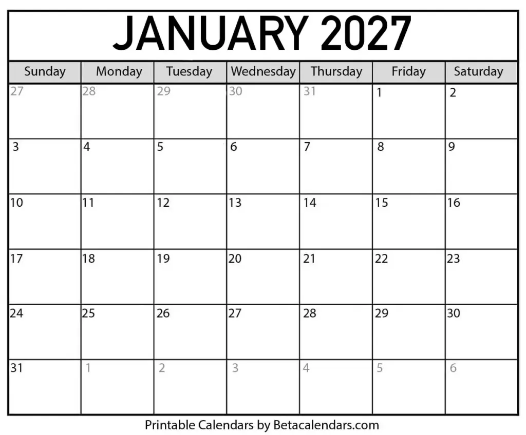 January Calendar