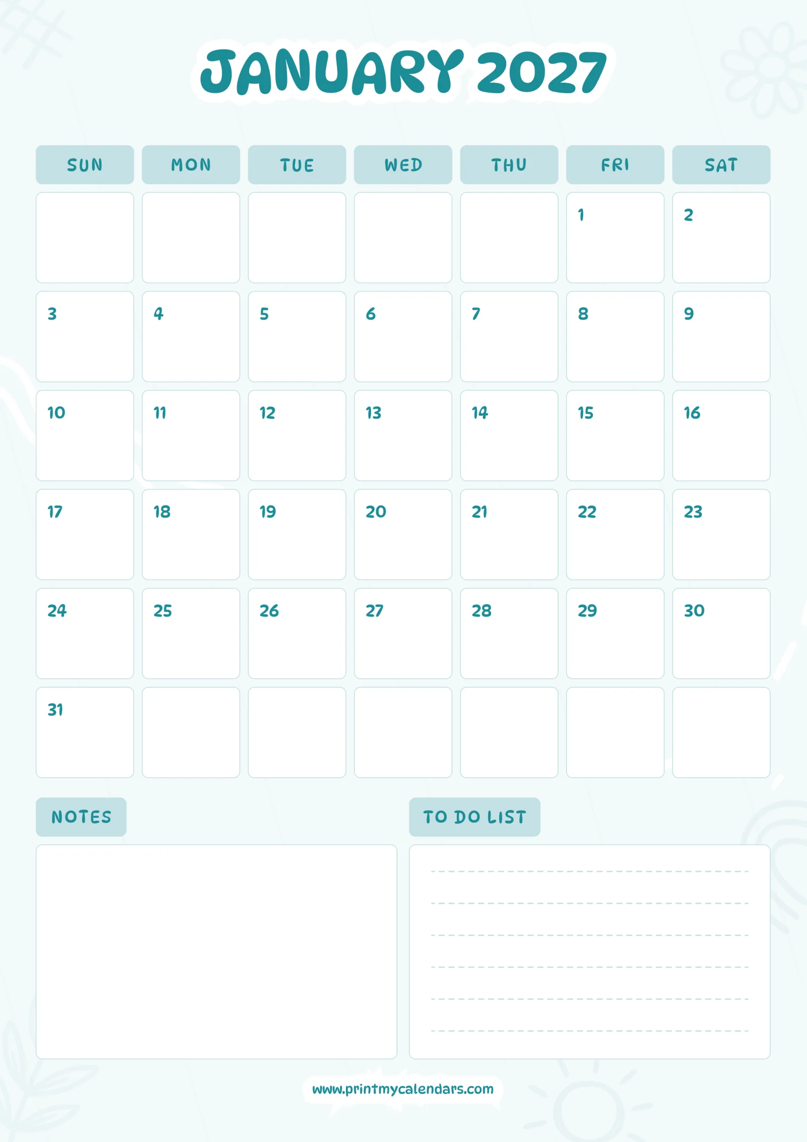 January Calendars