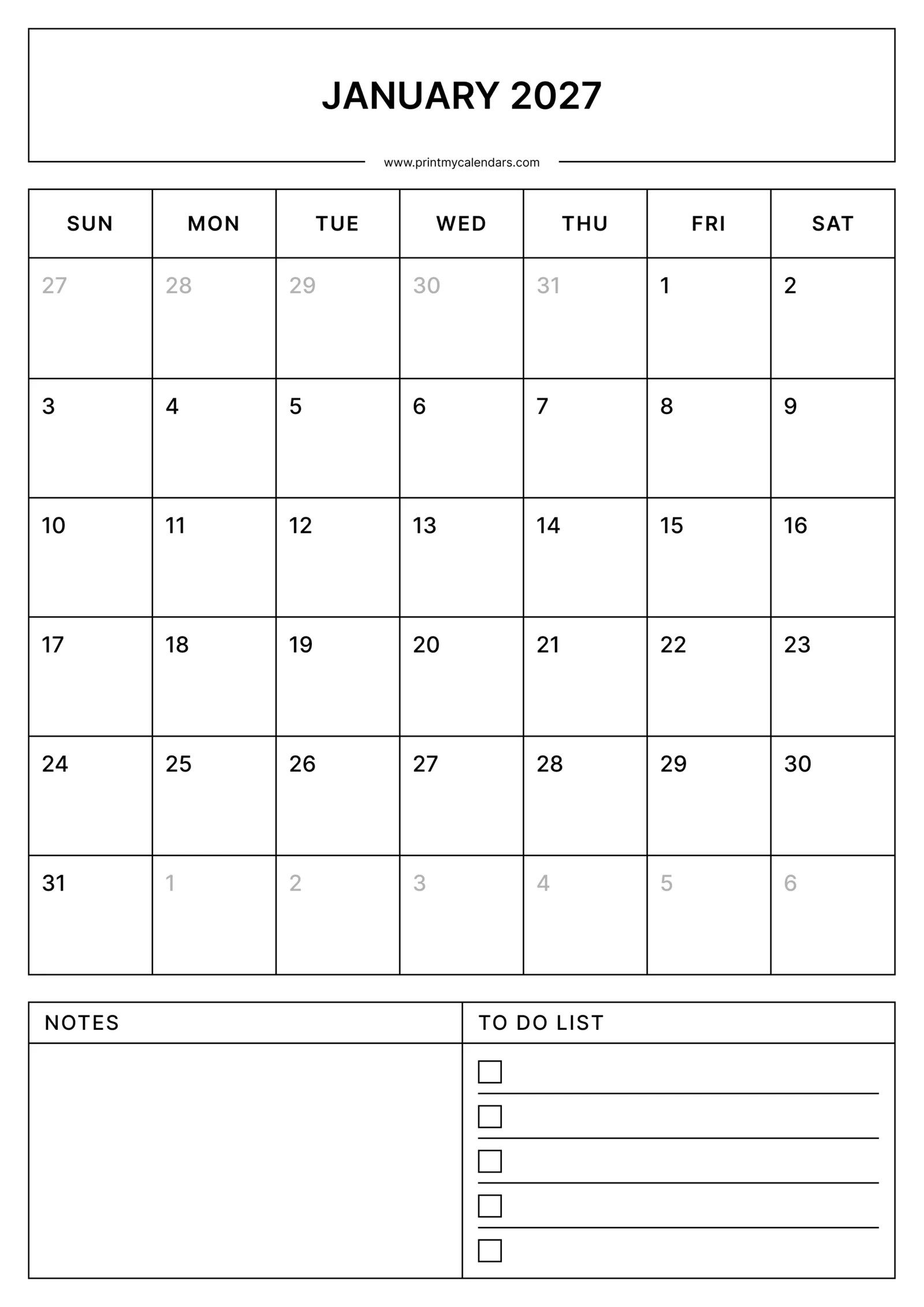 January Calendars