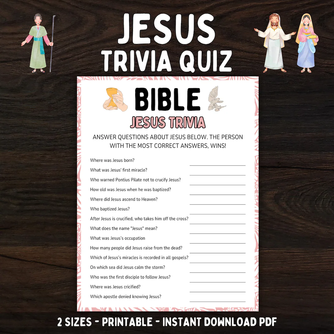 Jesus Trivia Quiz Printable Bible Game