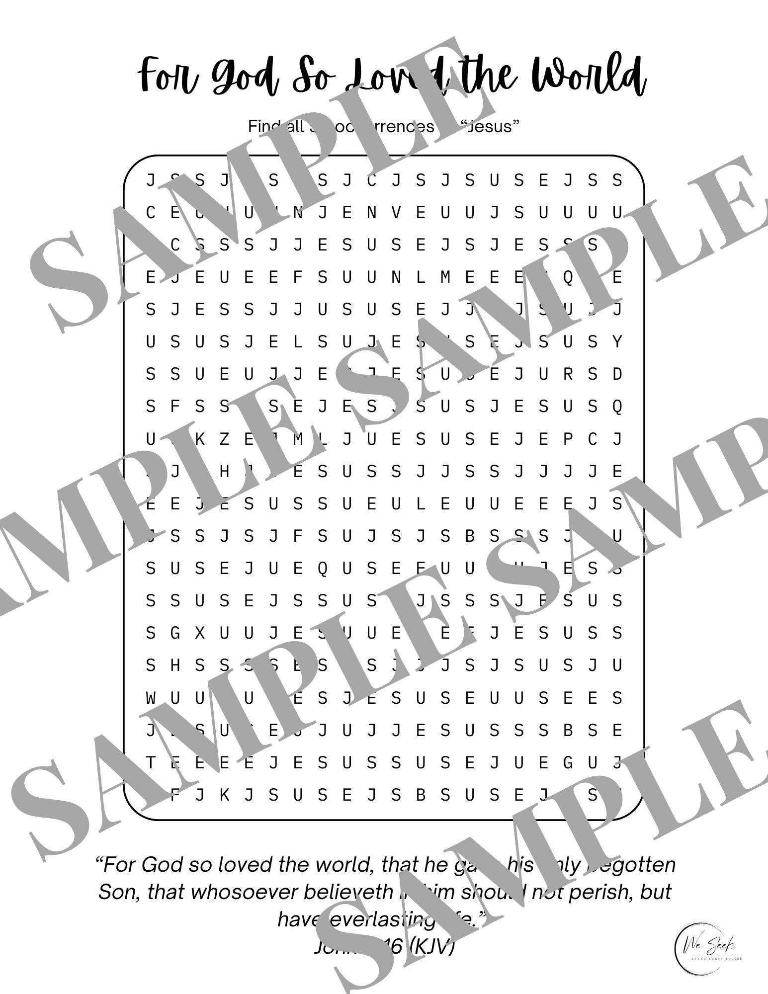 Jesus Word Search Puzzle Bible Verse