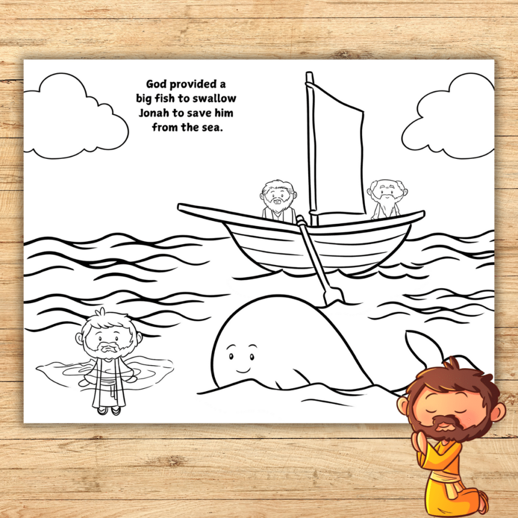 Jonah And The Big Fish Coloring Page Free Printable Jonah And The Big Fish Coloring Page Free Printable