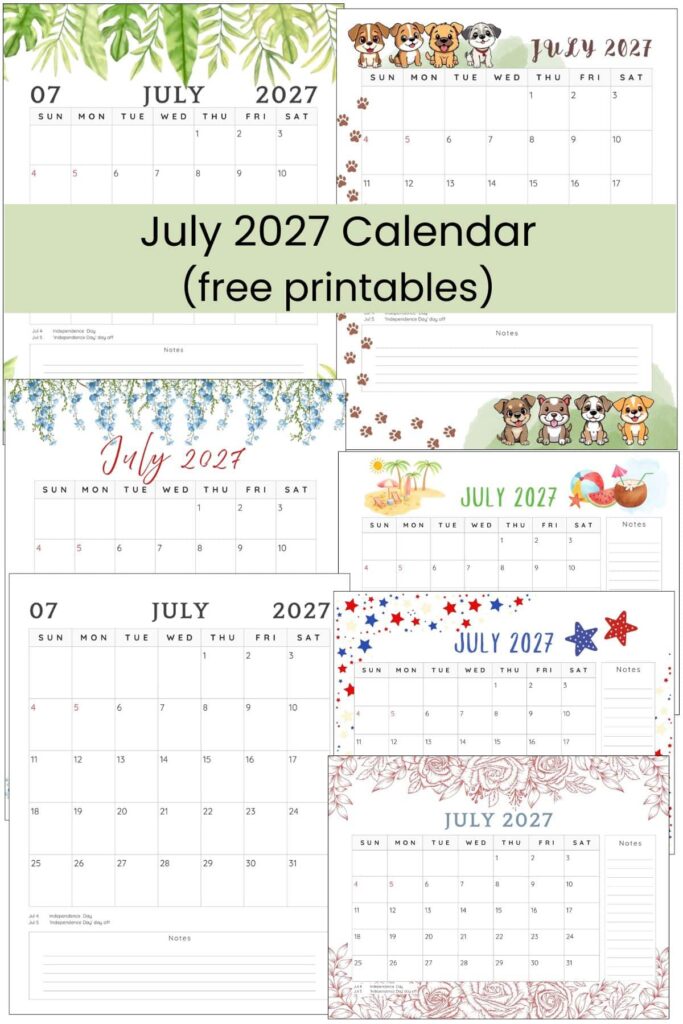 July 2027 Calendar Free Printable