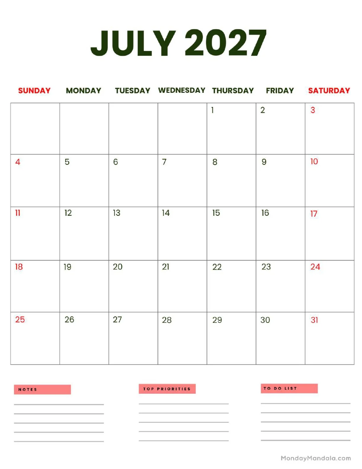 July Calendar