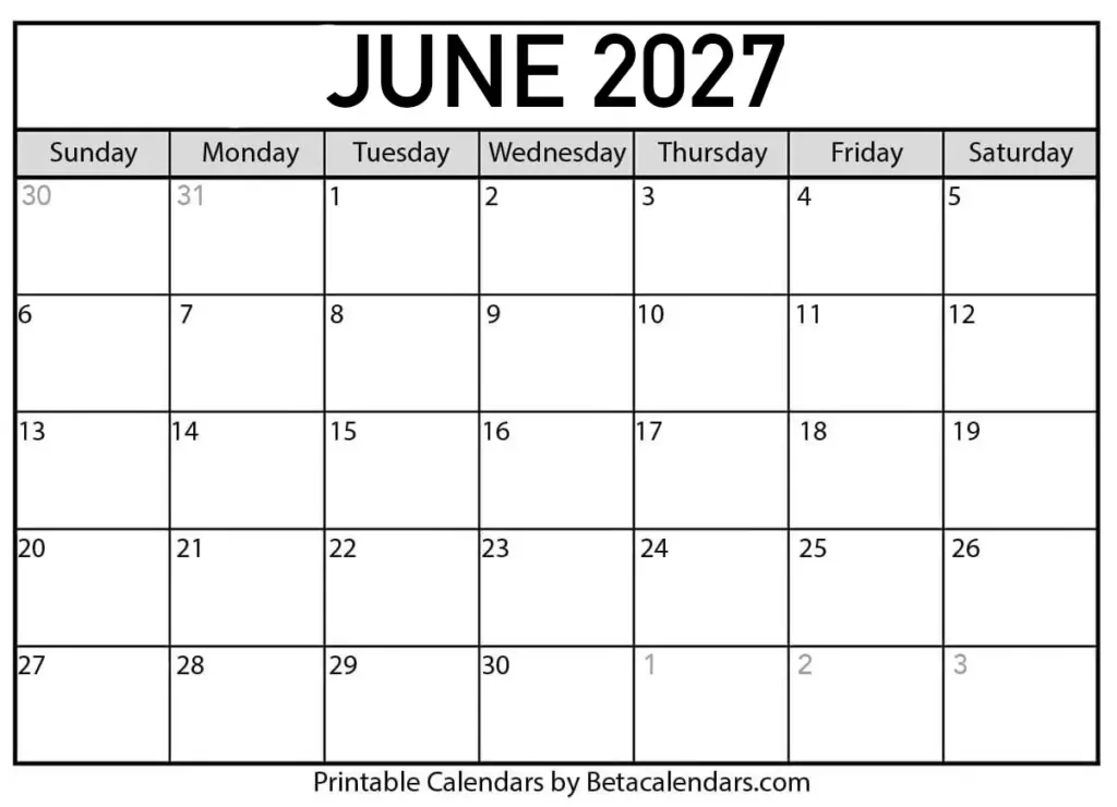June Calendar