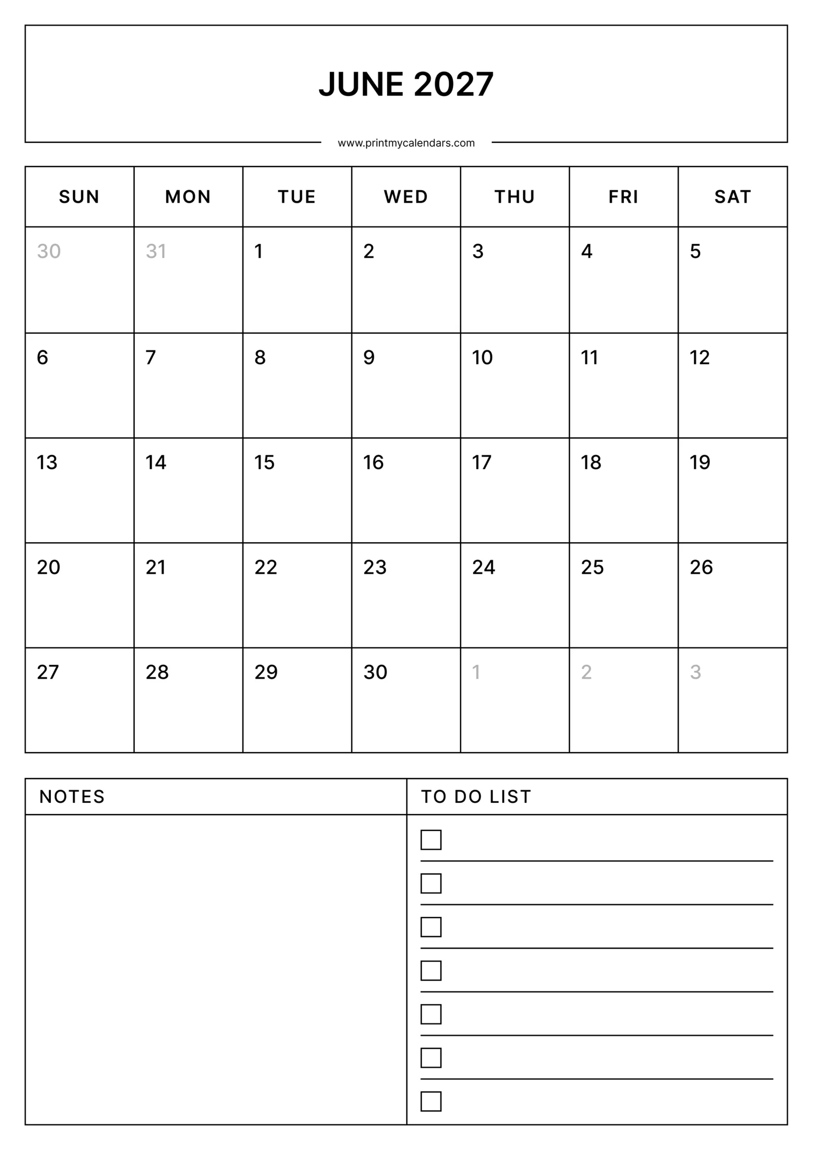 June Calendars