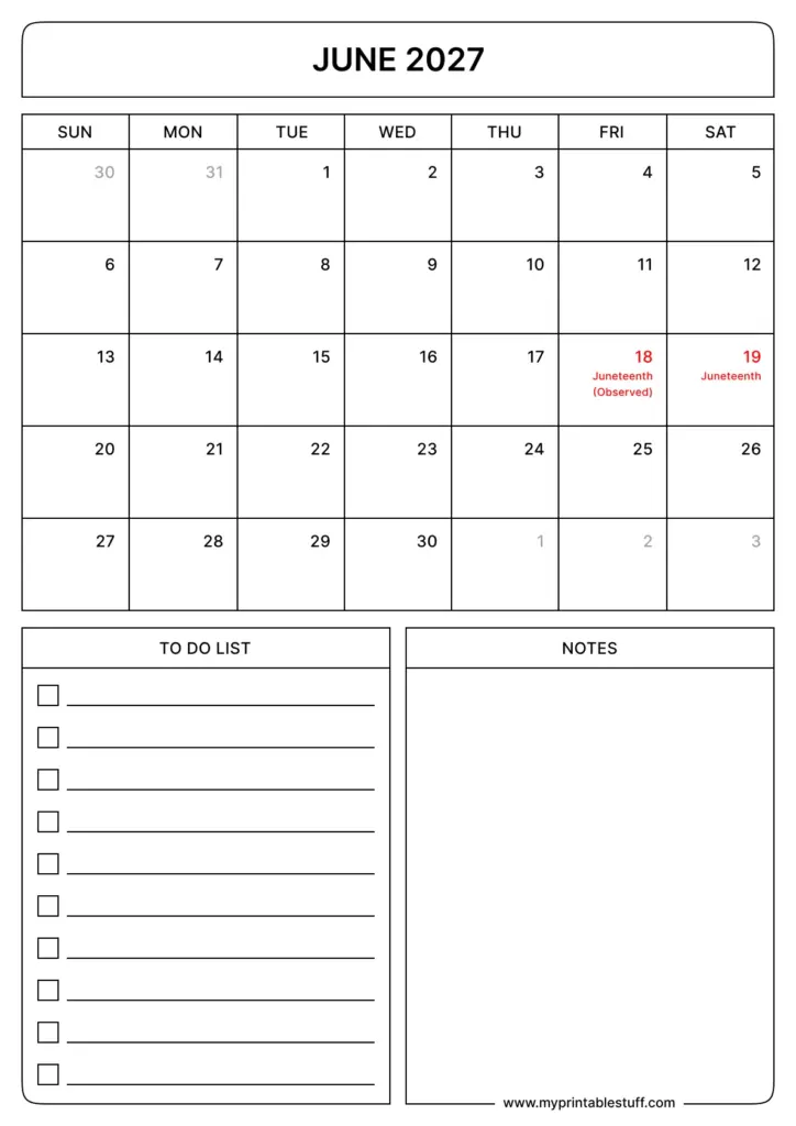 June Calendars