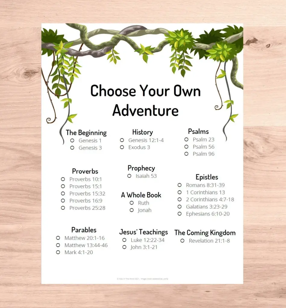 Kids Bible Reading Plan Choose Your Own