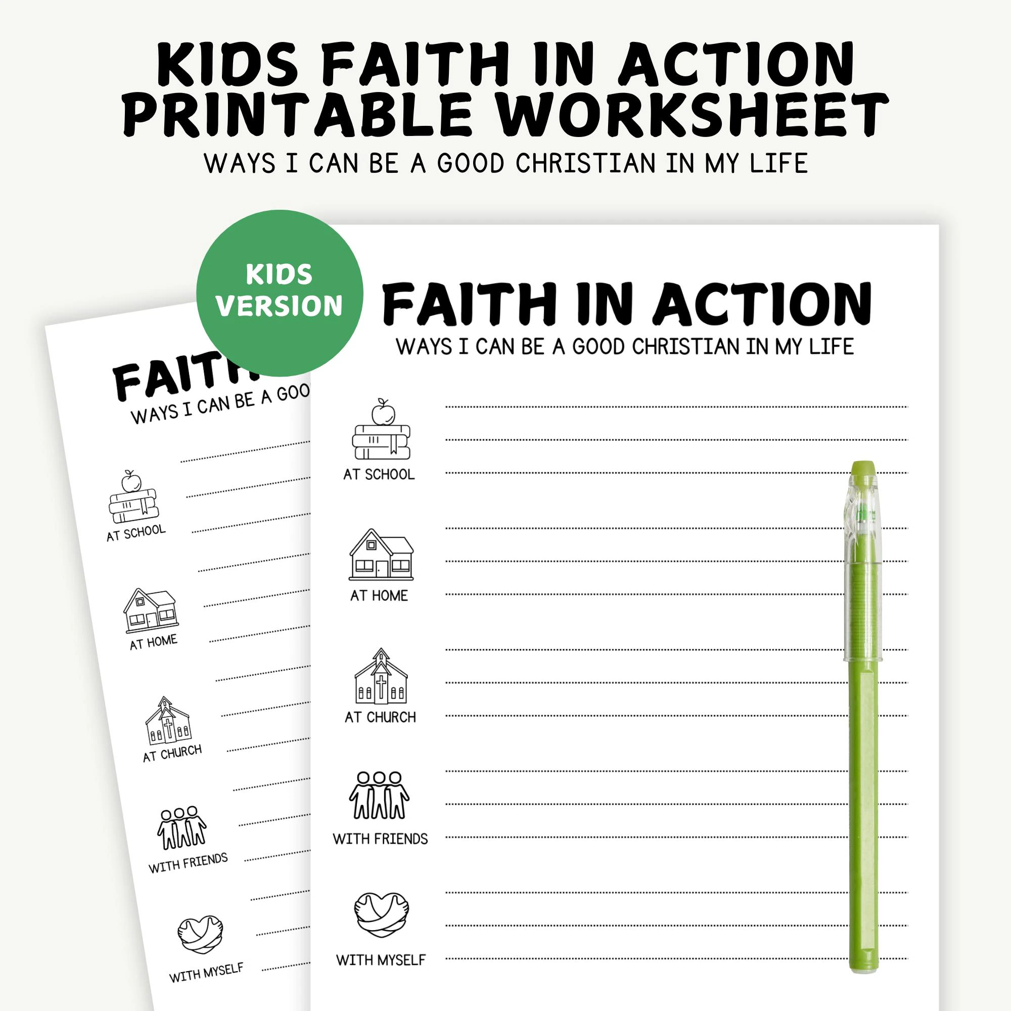 Kids Christian Faith Worksheet Sunday