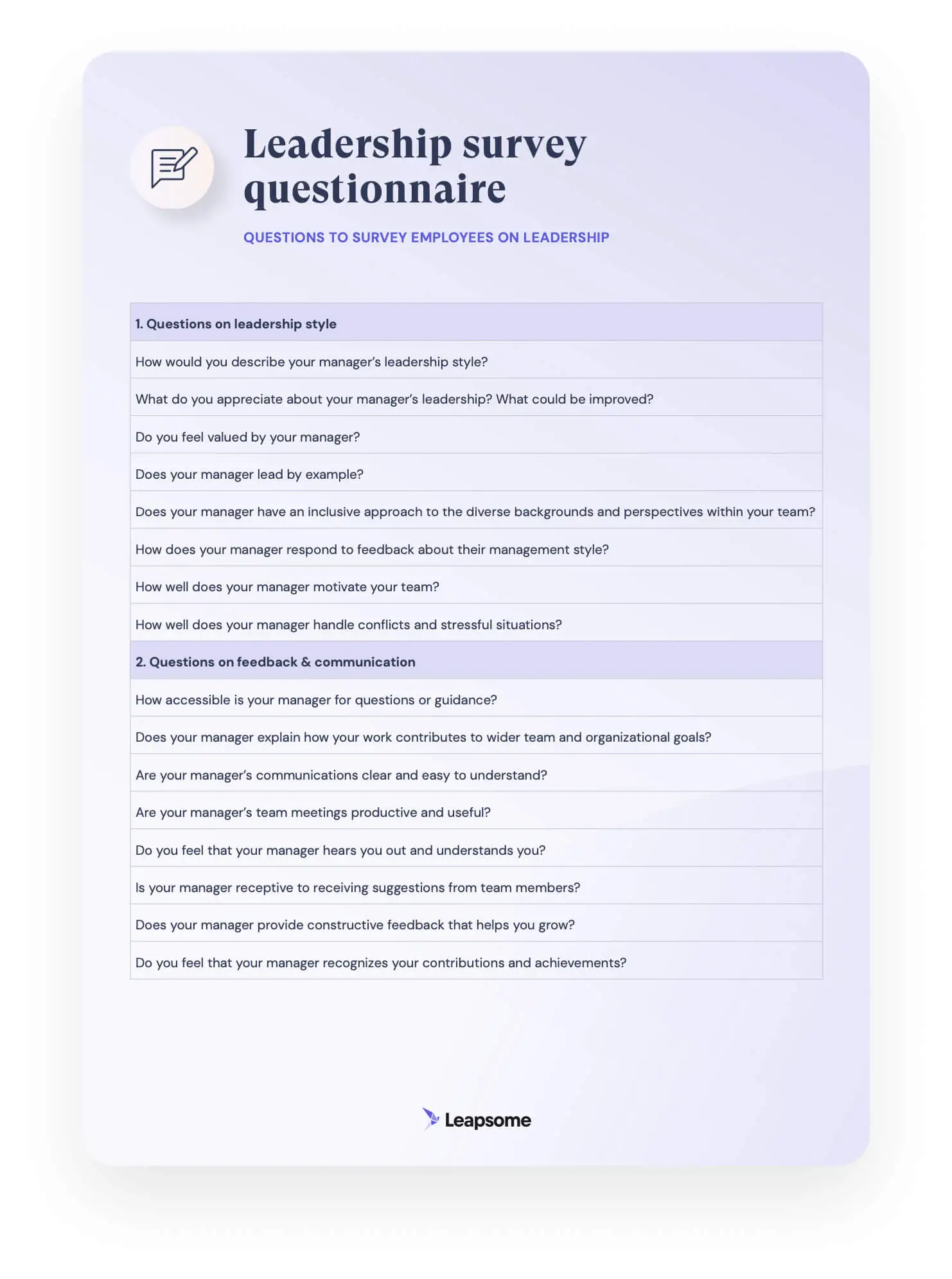 Leadership Survey Questions