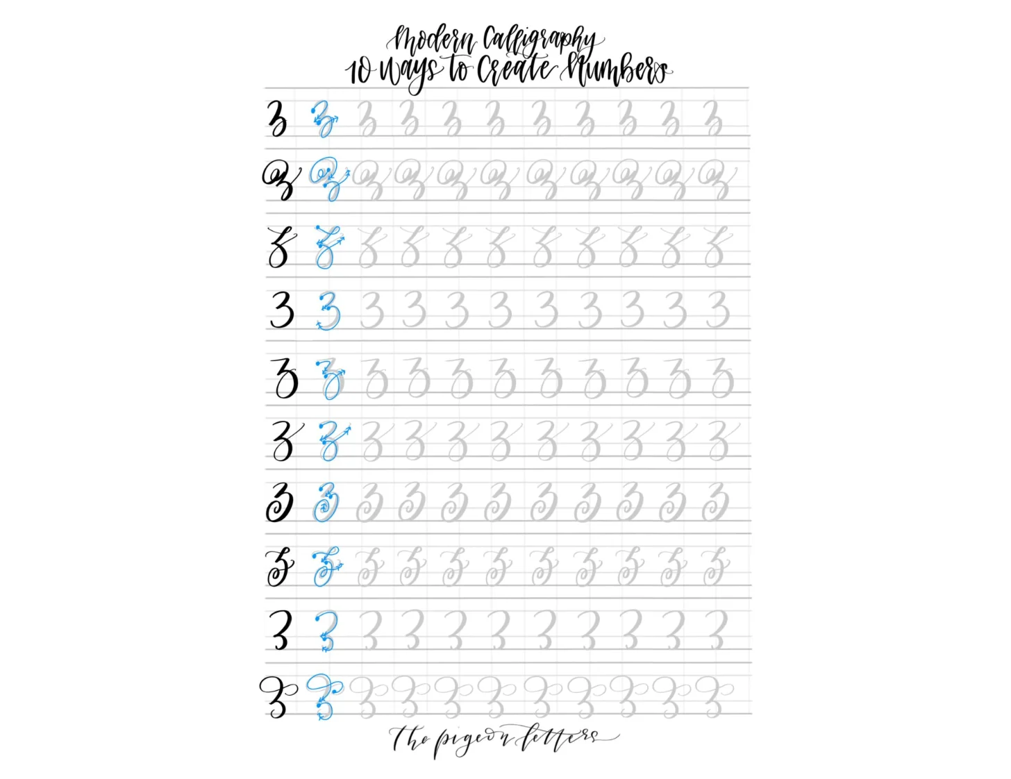 Lettering Practice Sheets Numbers