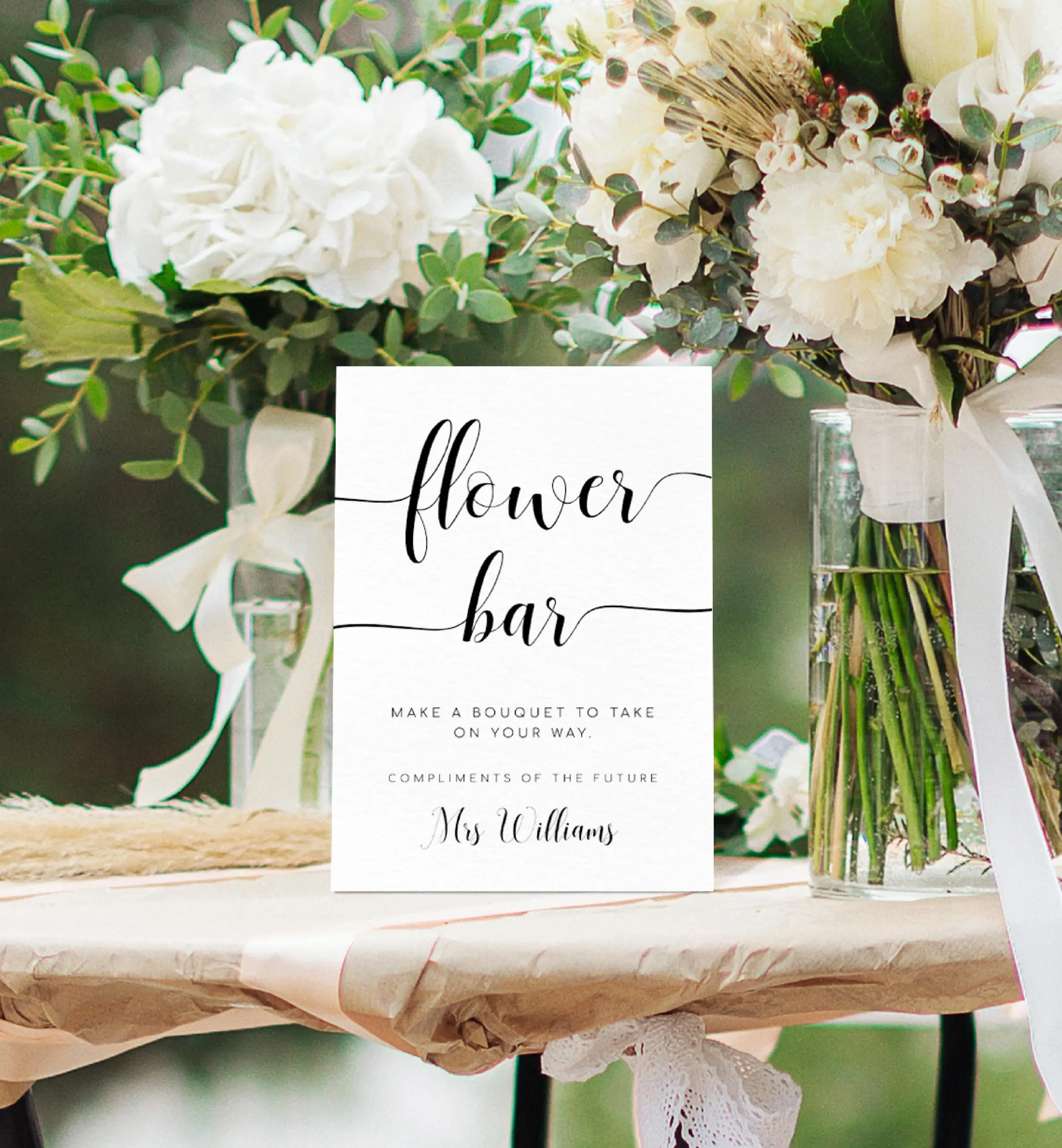 Leyton Script Printable Flower Bar Sign