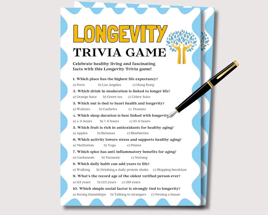 Longevity Trivia Game Fun Healthy Living