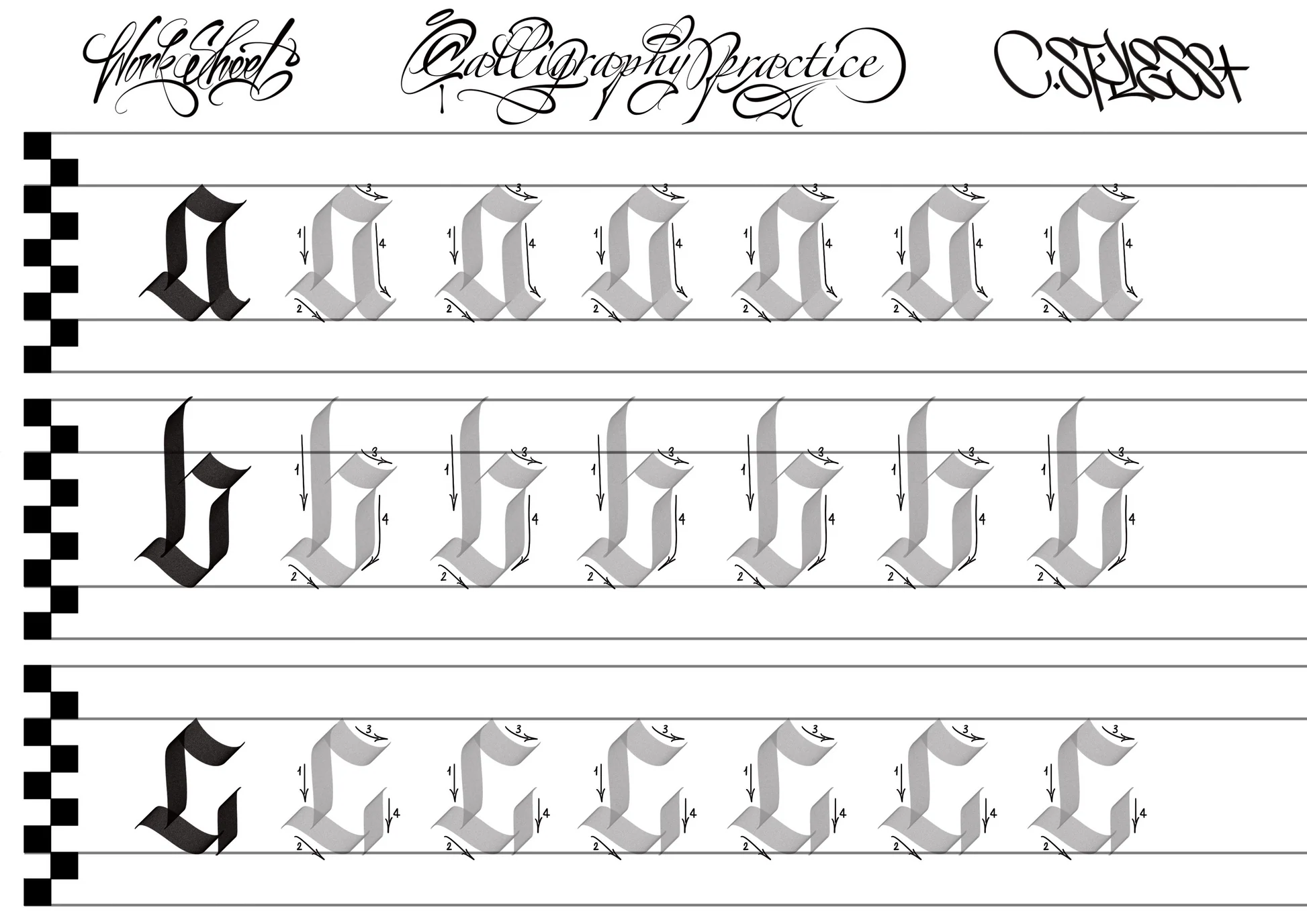 Lowercase Alphabet Calligraphy Worksheets Pdf