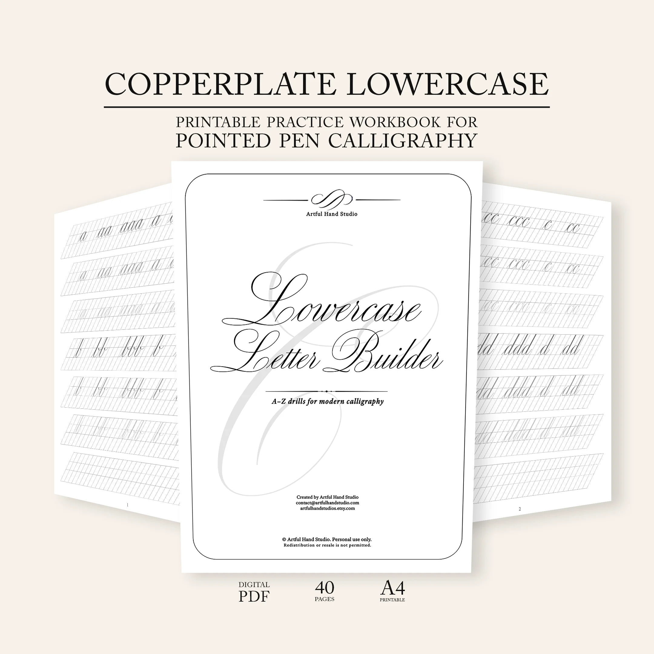 Lowercase Letter Builder Copperplate Practice