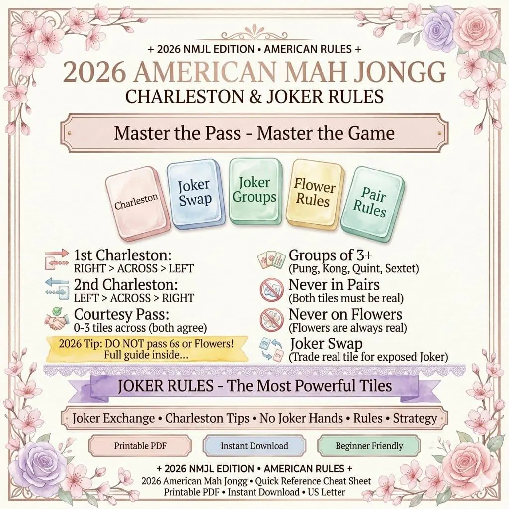 Mahjong Cheat Sheet 2026 American Nmjl