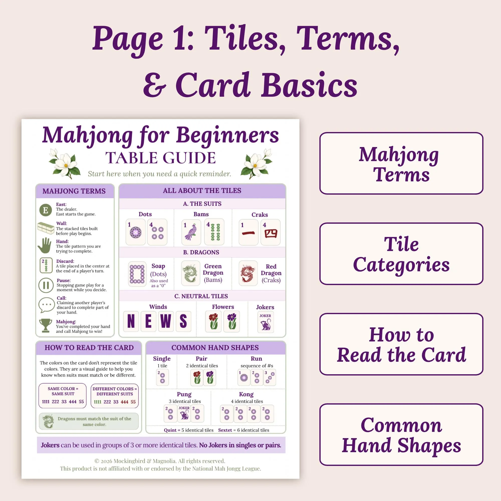Mahjong Cheat Sheet Printable Pdf