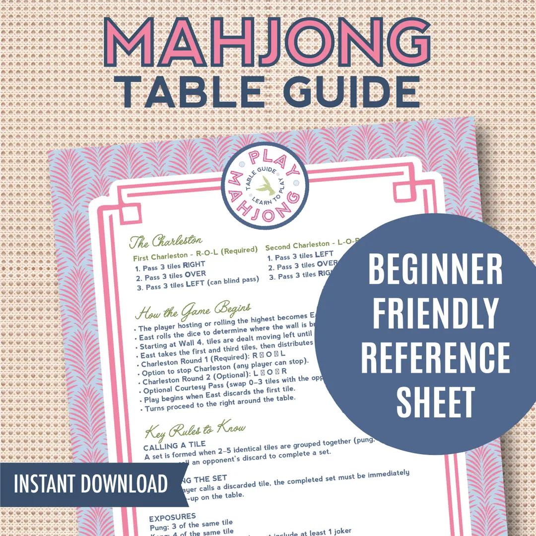 Mahjong Table Guide Cheat Sheet Beginner