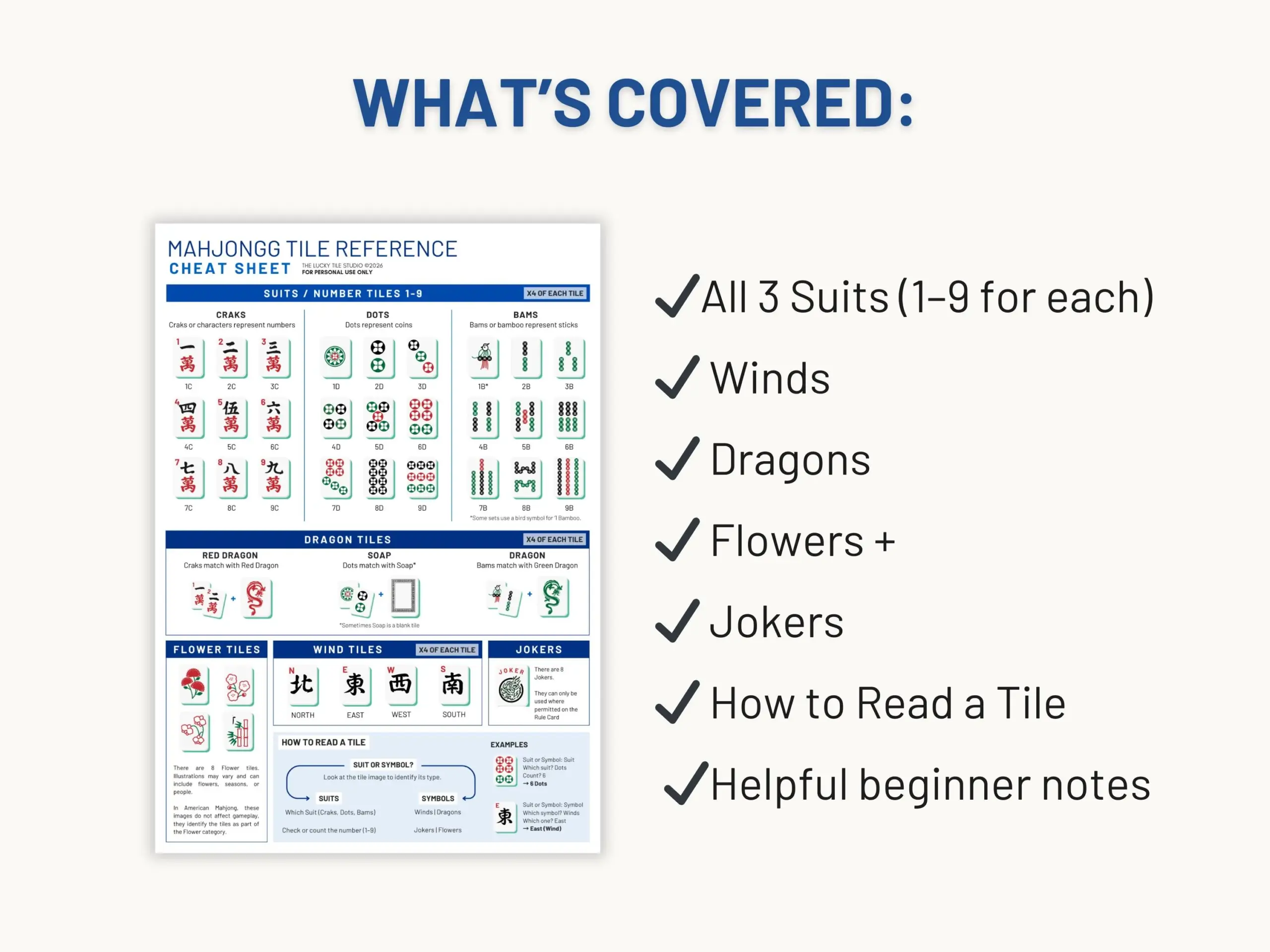 Mahjong Tile Cheat Sheet Printable Pdf