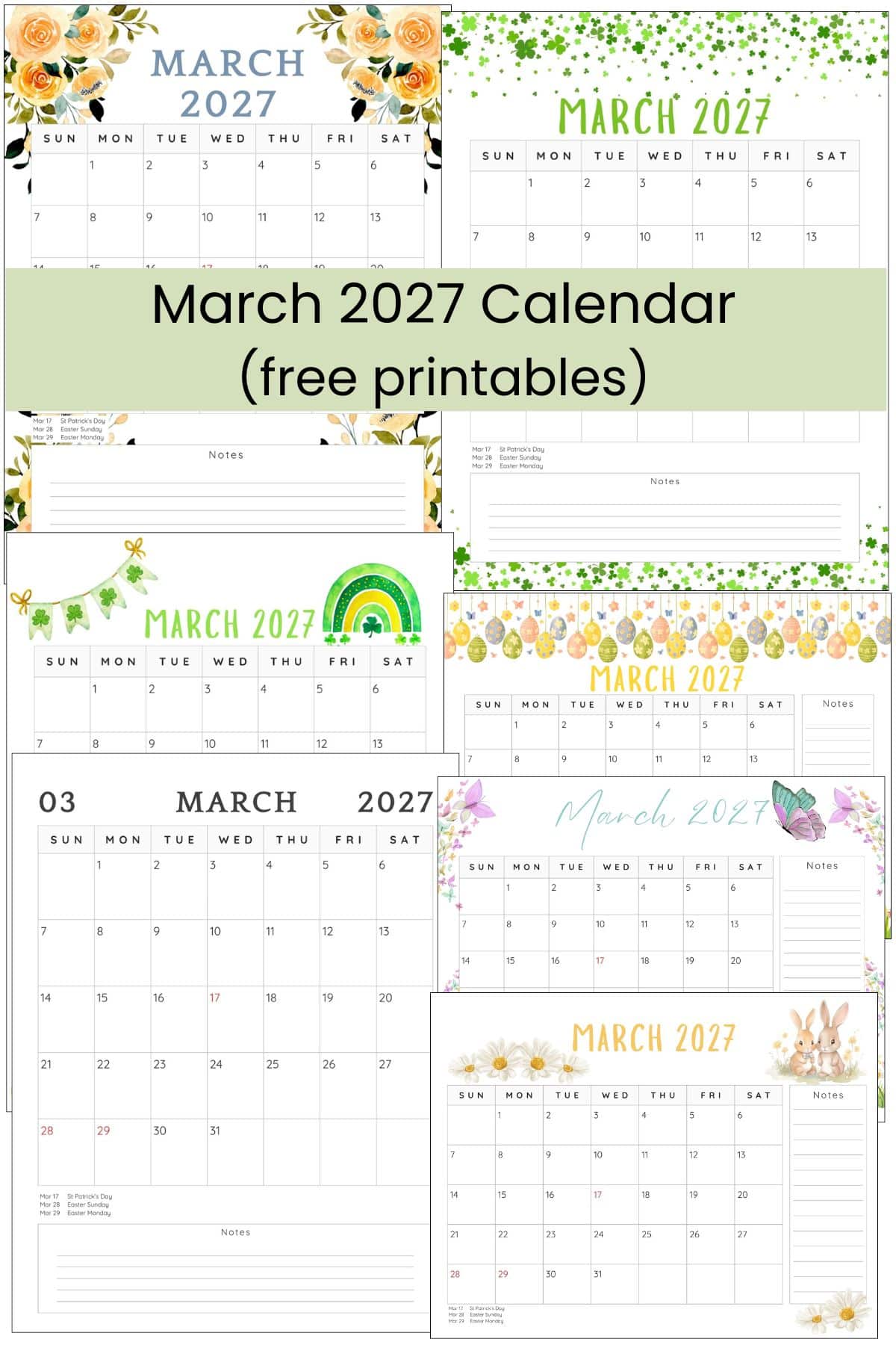 March 2027 Calendar Free Printable March 2027 Calendar Free Printable