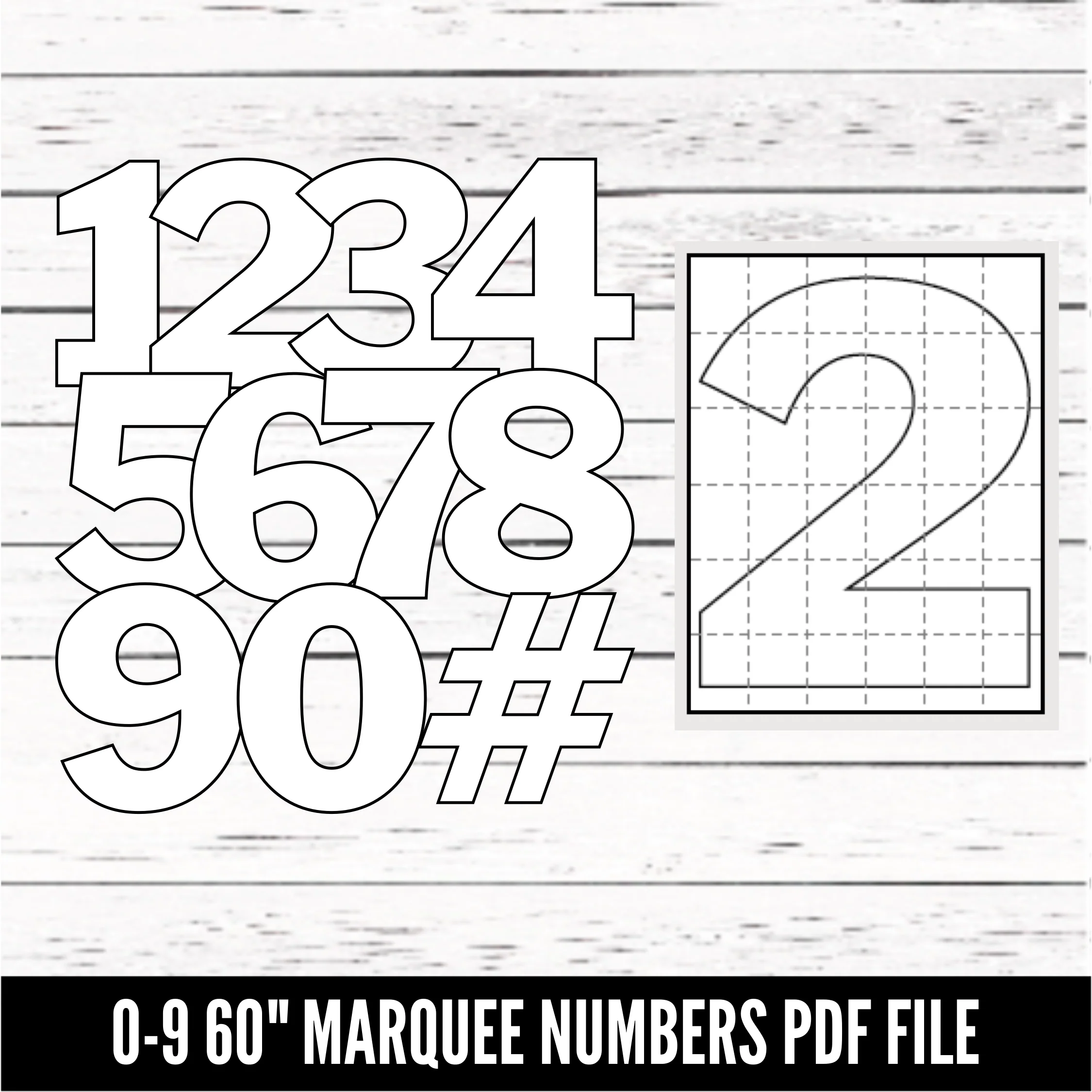 Marquee Numbers 0 9 Numbers Svg Download Digital Download