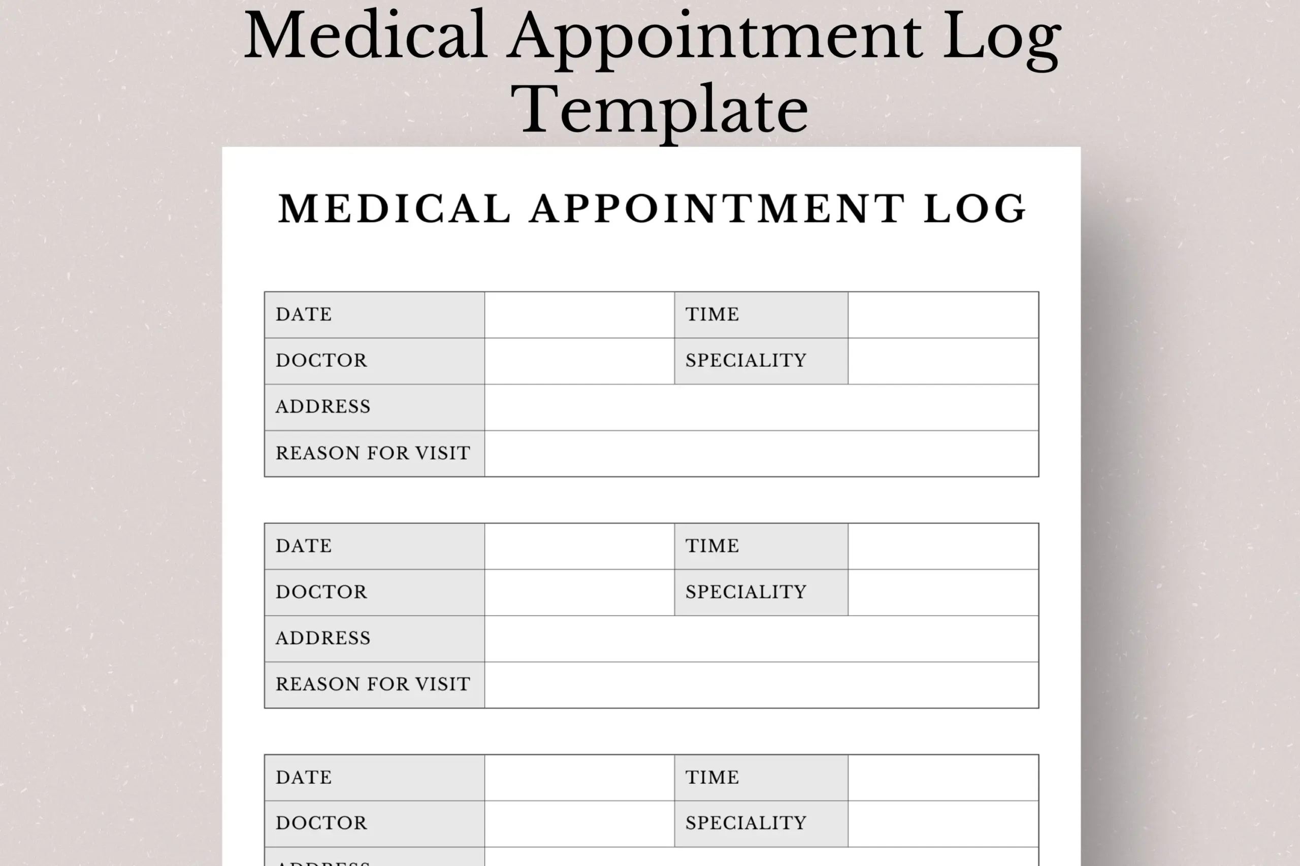 Medical Appointment Log Template