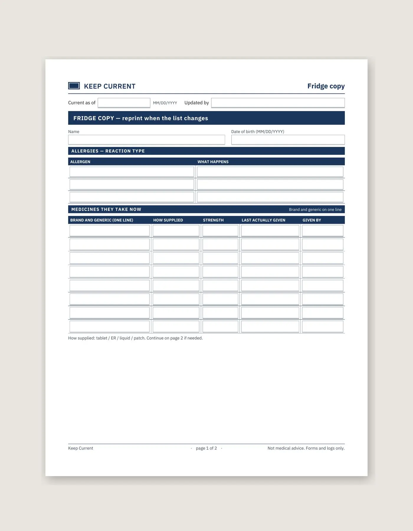 Medication List For Elderly