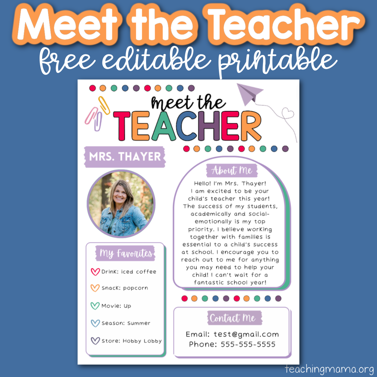 Meet The Teacher Printable
