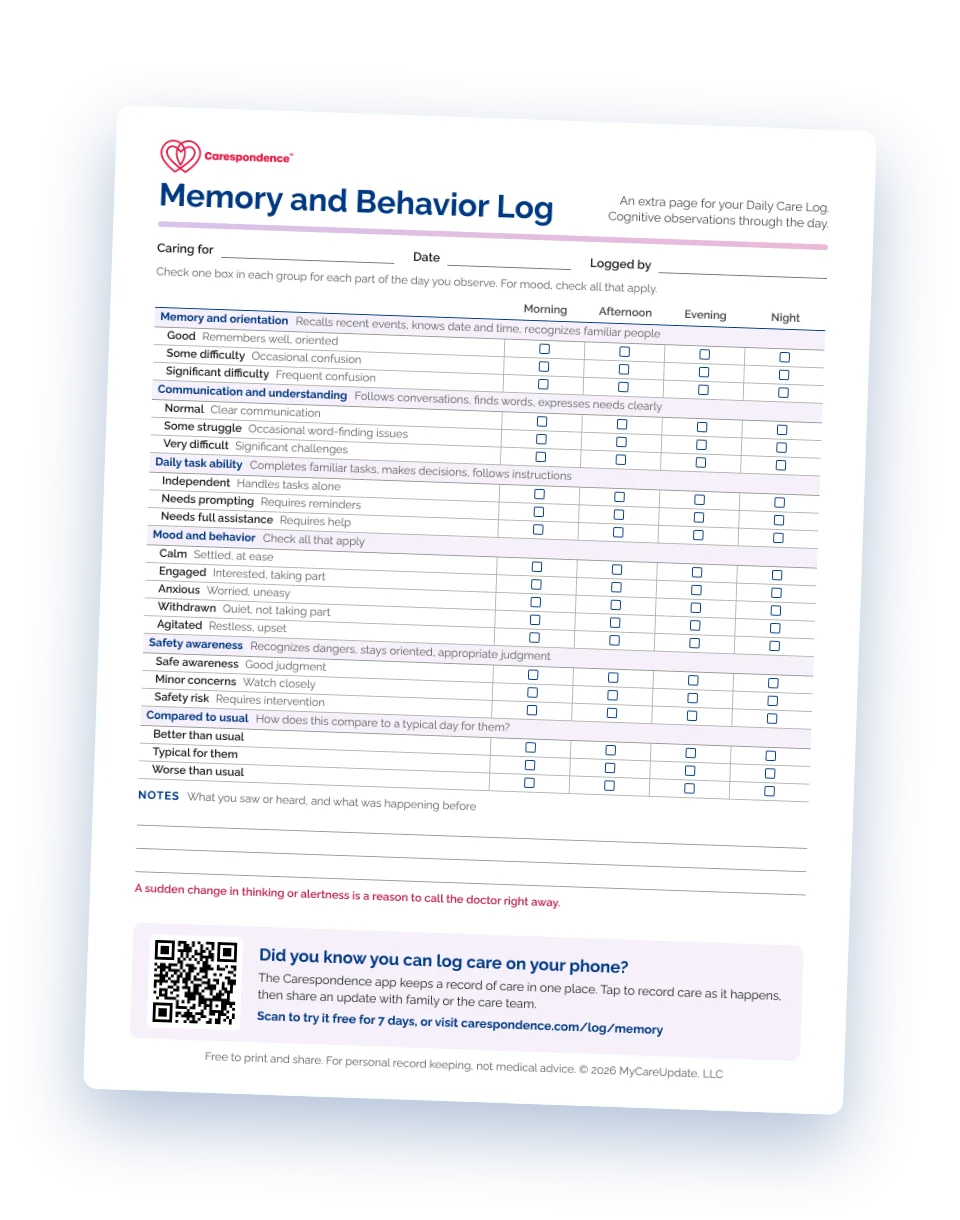 Memory And Behavior Log