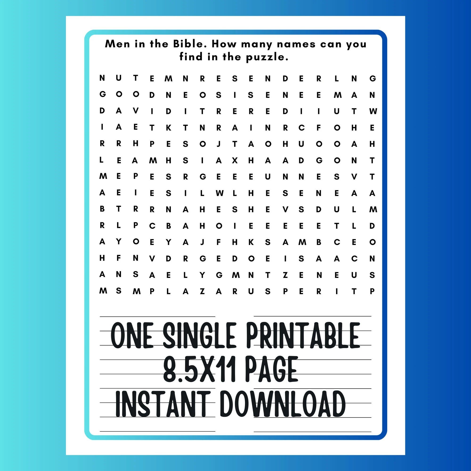Men In The Bible Wordsearch Printable