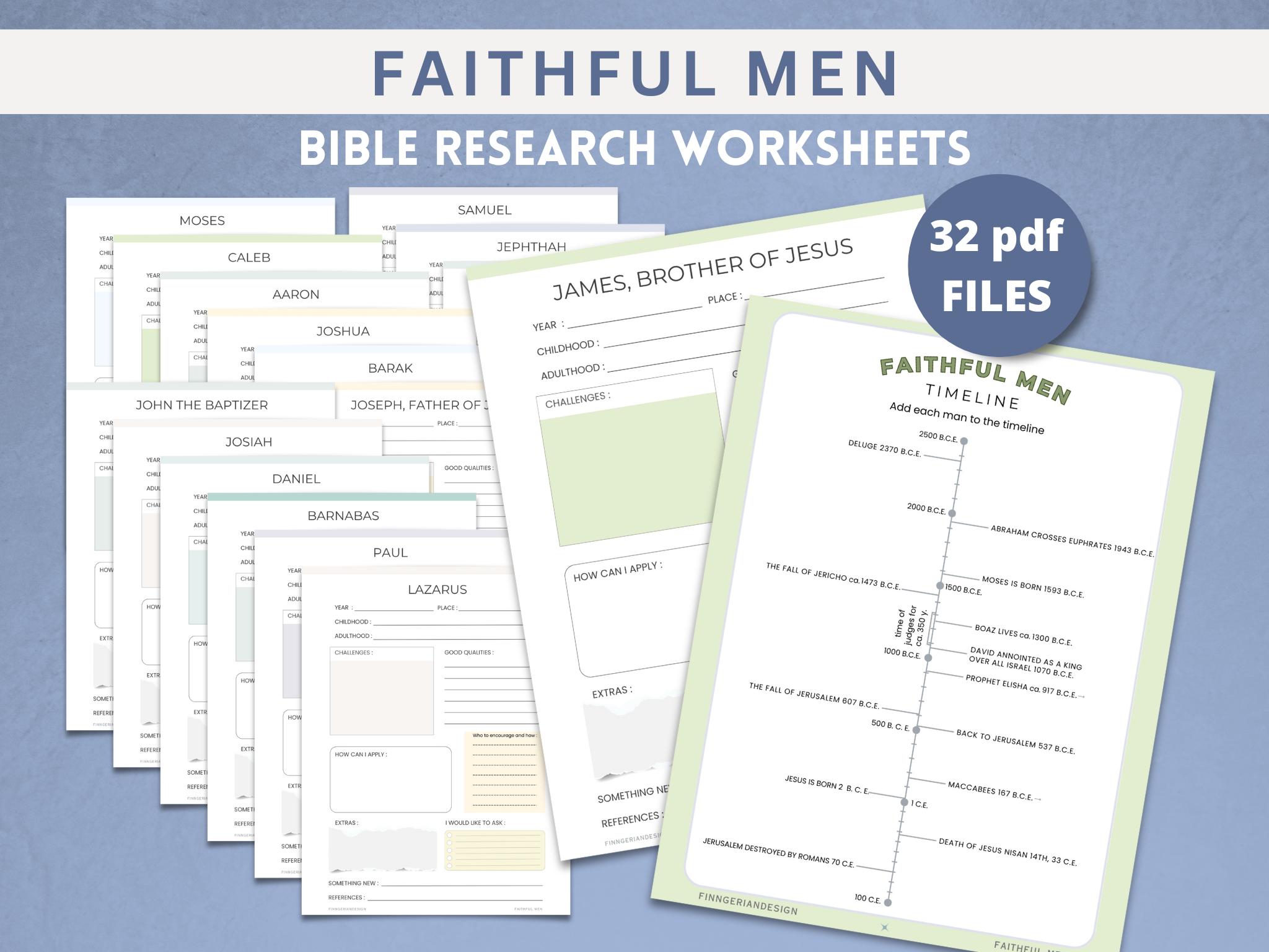 Men Of The Bible Printable Research