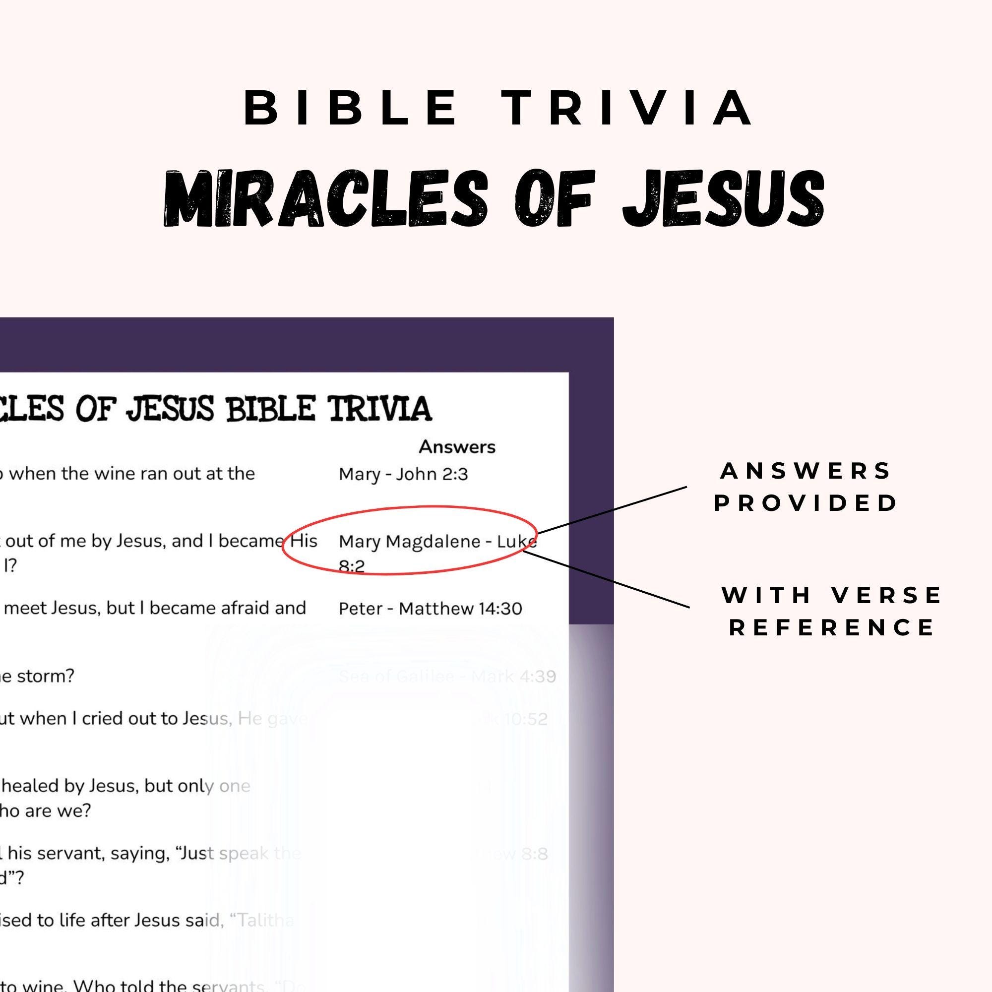 Miracles Of Jesus Bible Trivia Game