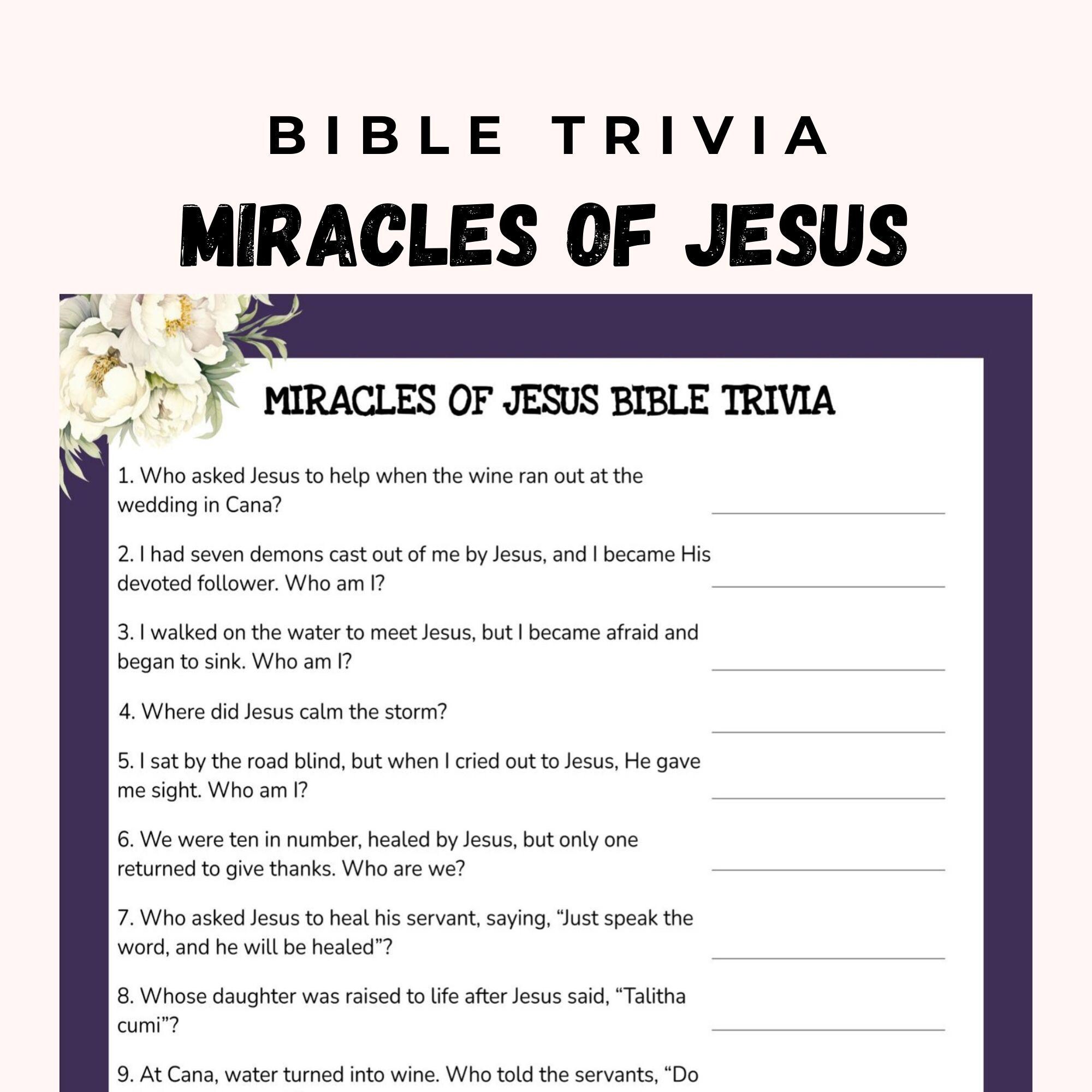 Miracles Of Jesus Bible Trivia Game