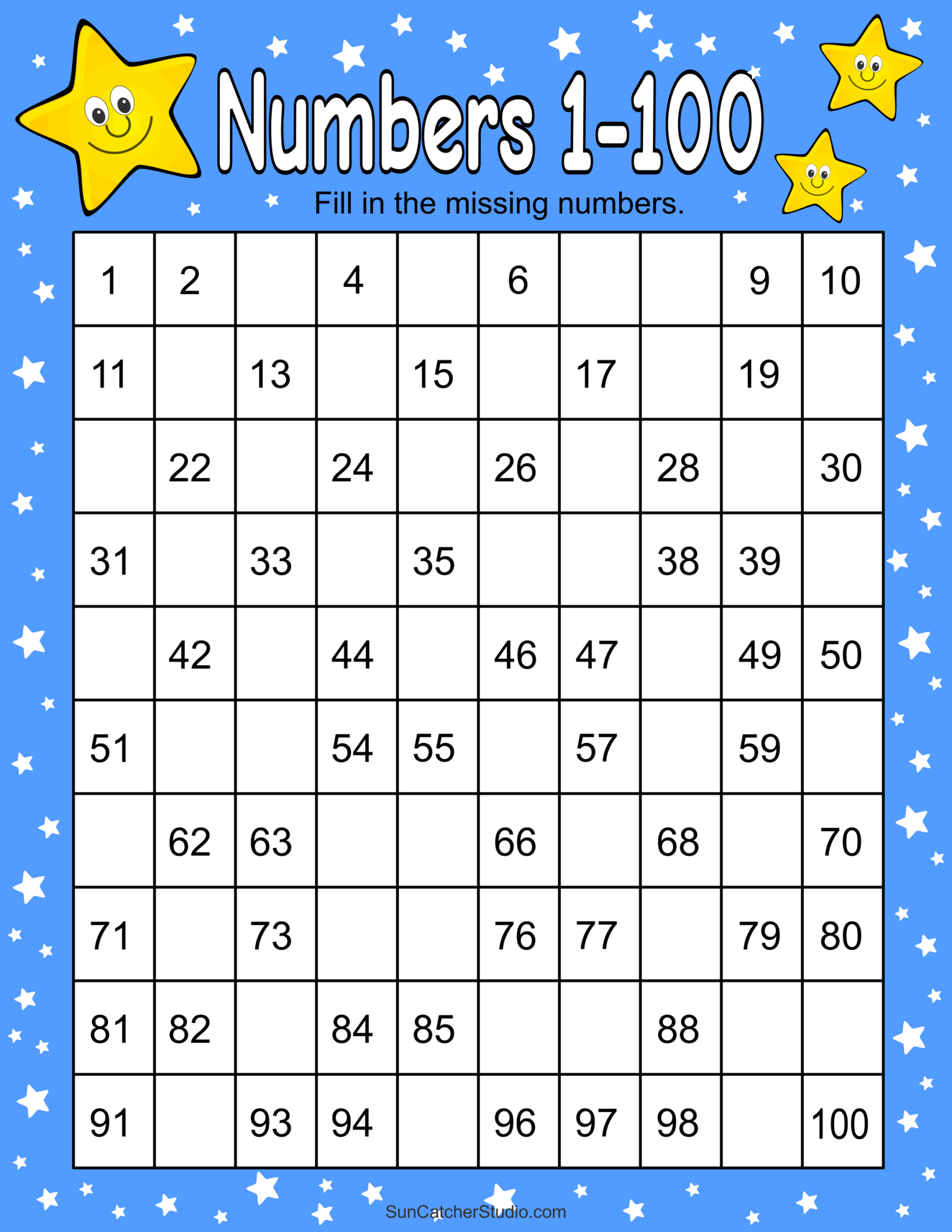 Missing Numbers Worksheets