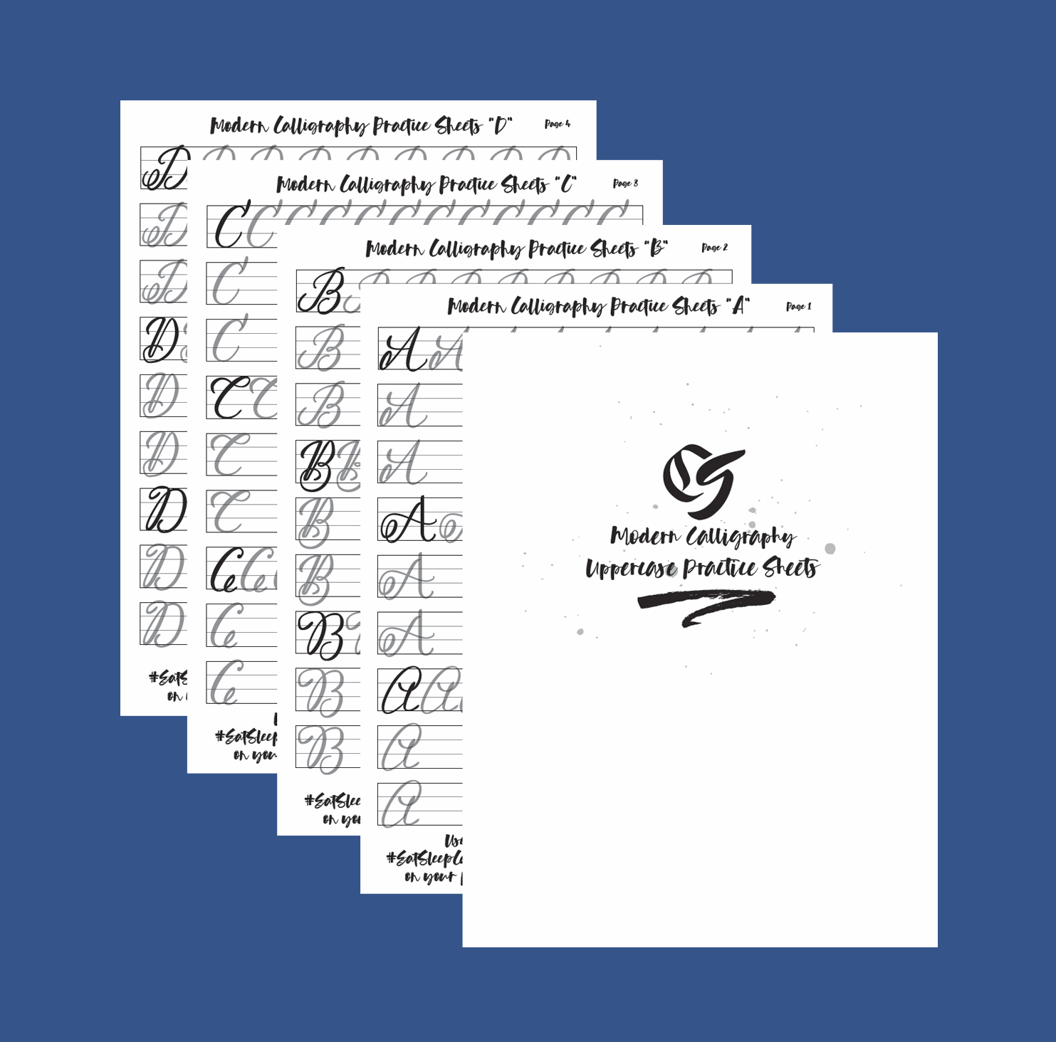 Modern Calligraphy Uppercase Practice Sheets
