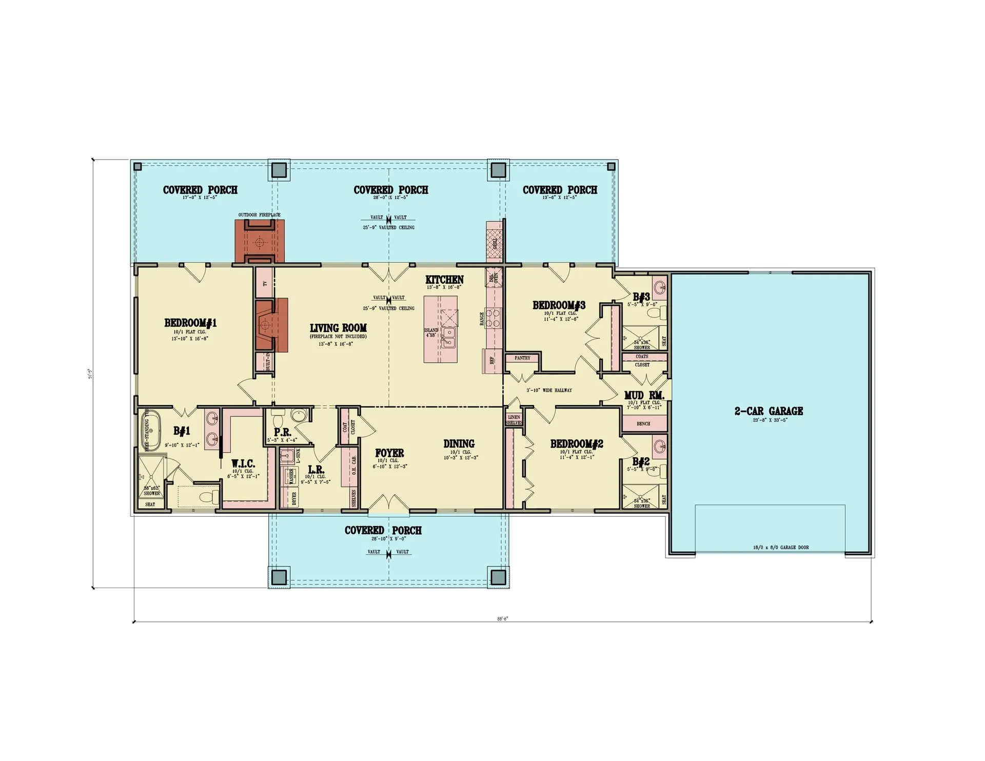 Modern Farmhouse 1928sqft 3beds 3baths 1halfbath Haystack Farmhouse Plan