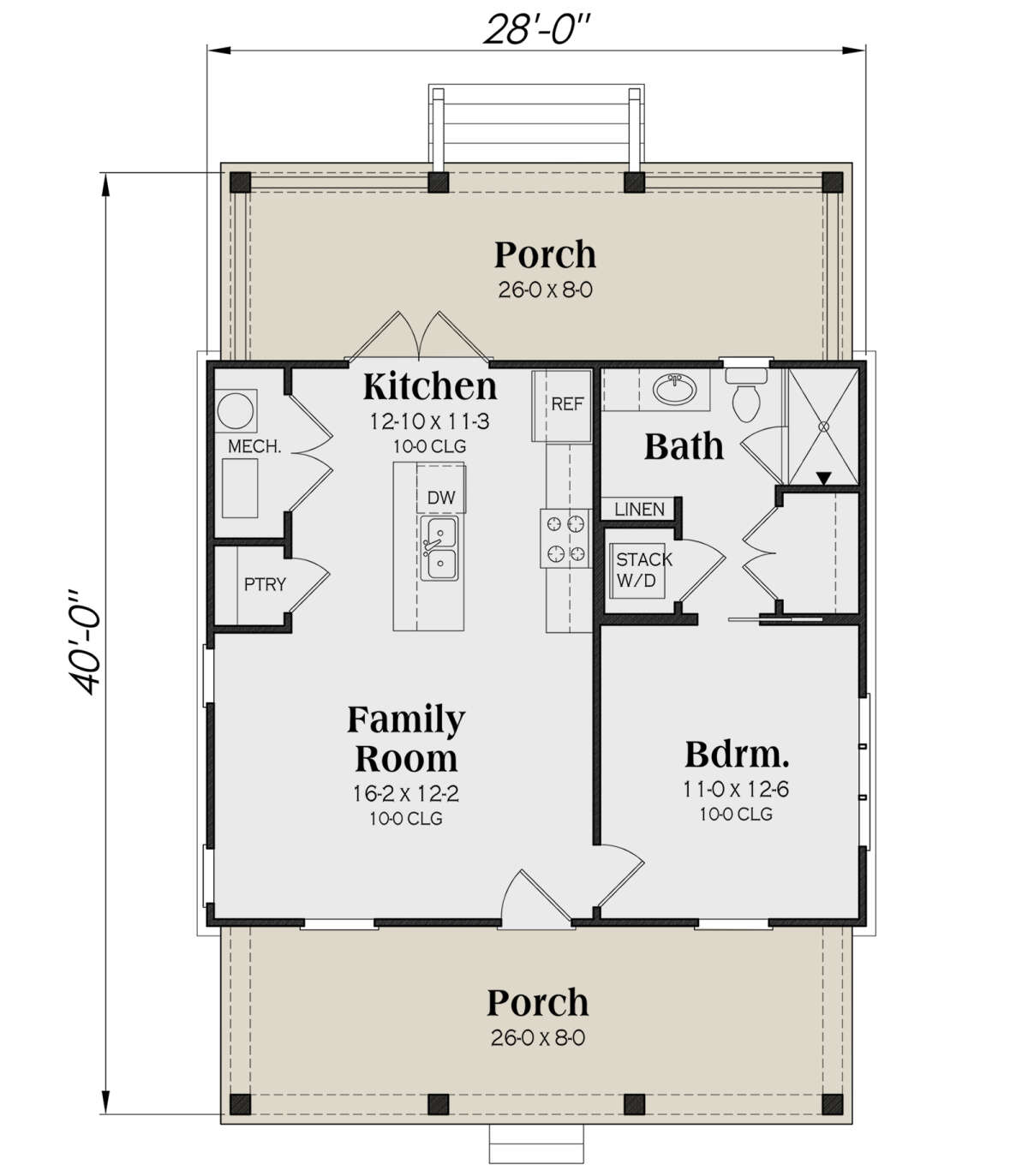 Modern Farmhouse Plan 672 Square Feet 1 Bedroom 1 Bathroom