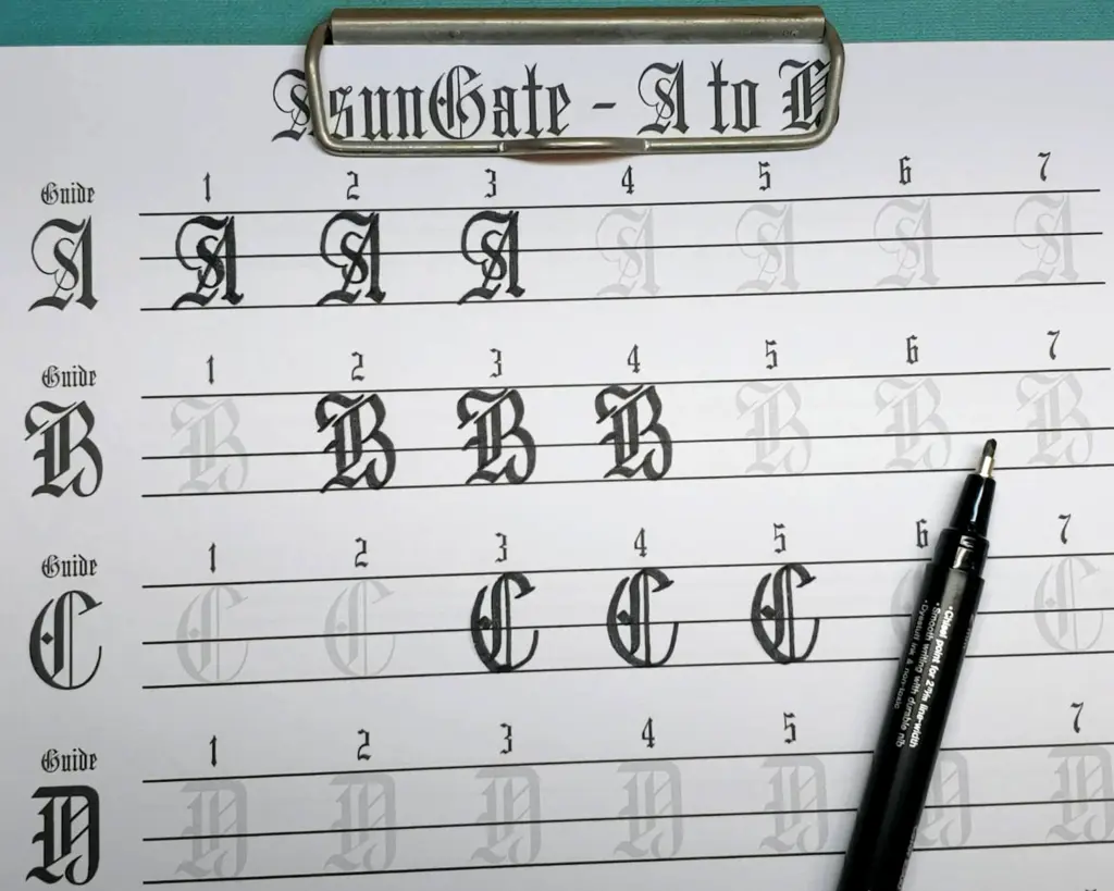 Modern Gothic Calligraphy Practice