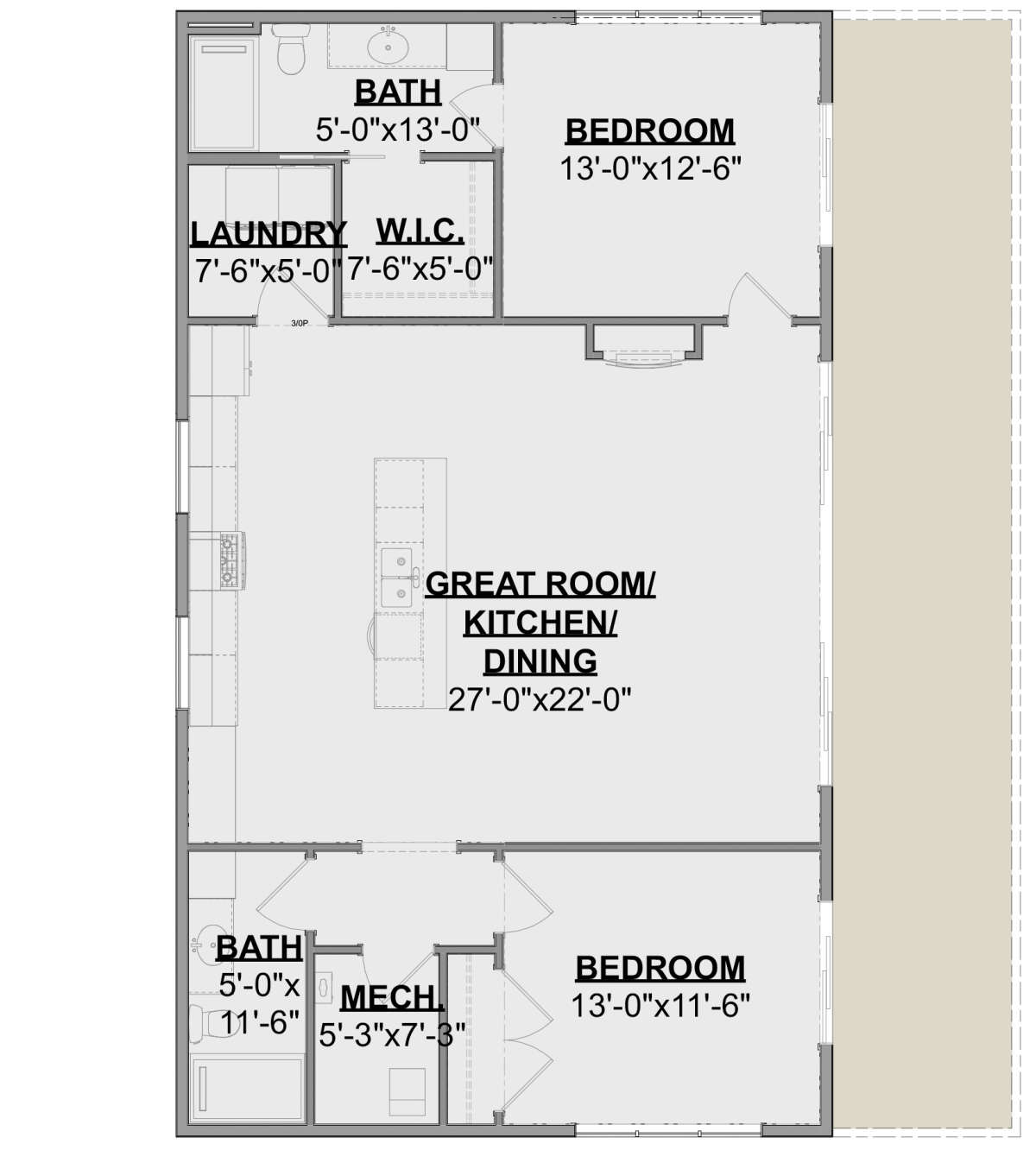 Modern Plan 1338 Square Feet 2 Bedrooms 2 Bathrooms