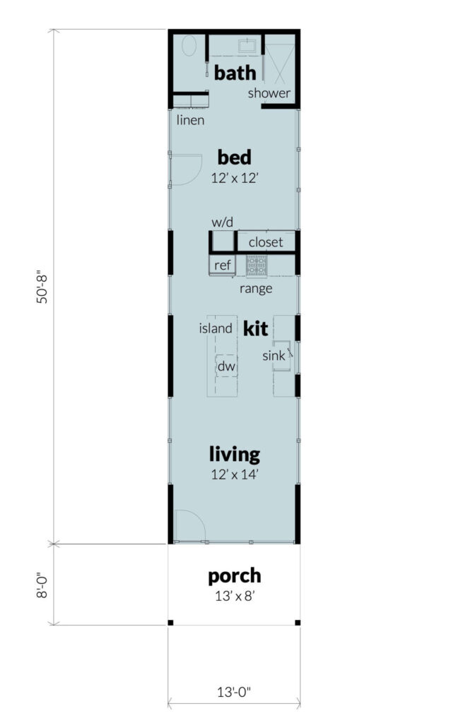 Modern Plan 660 Square Feet 1 Bedroom 1 Bathroom