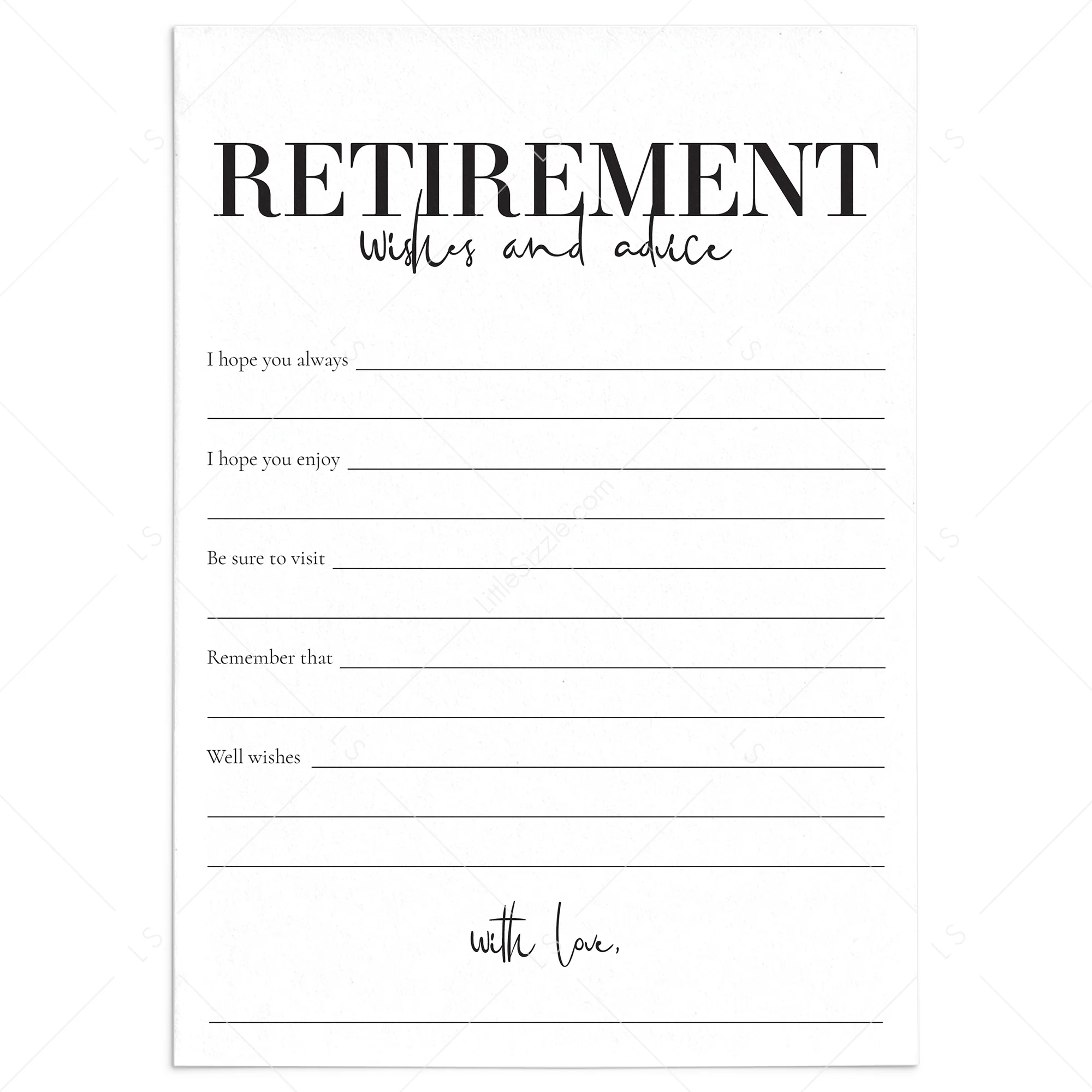 Modern Retirement Wishes Cards Printable