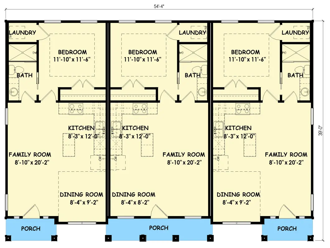 Modern Triplex House Plan With Single Bedroom Suites 100363ghr