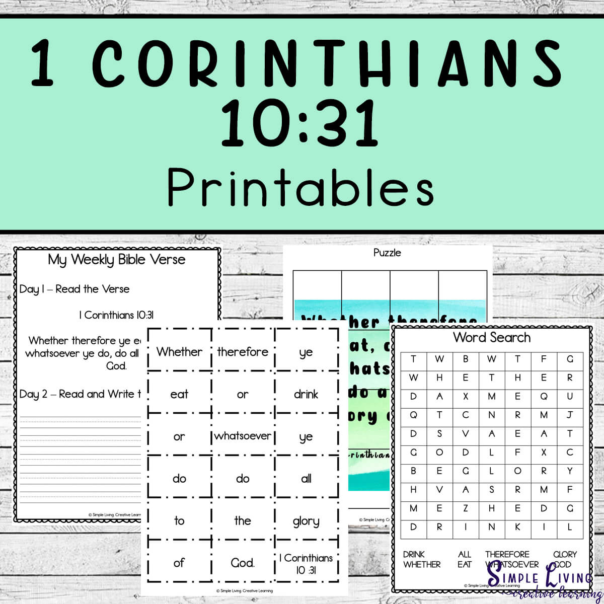 Monday Memory Verse 1 Corinthians 1031 Monday Memory Verse 1 Corinthians 1031