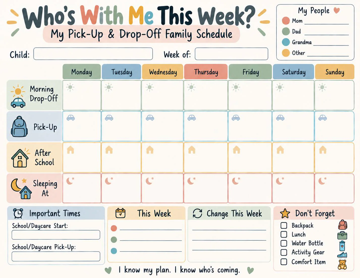 Monthly Caregiver Schedule Template
