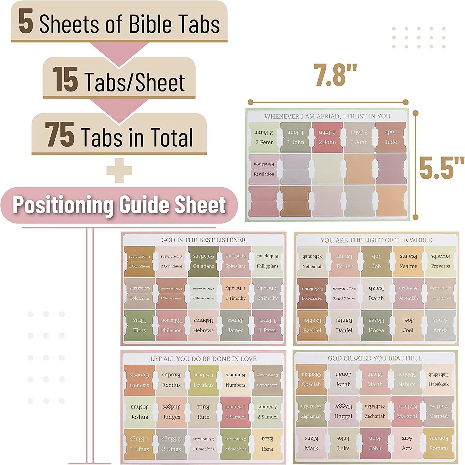 Mr Pen Bible Tabs 75 Tabs Boho Theme Laminated Bible Tabs For Women And Men