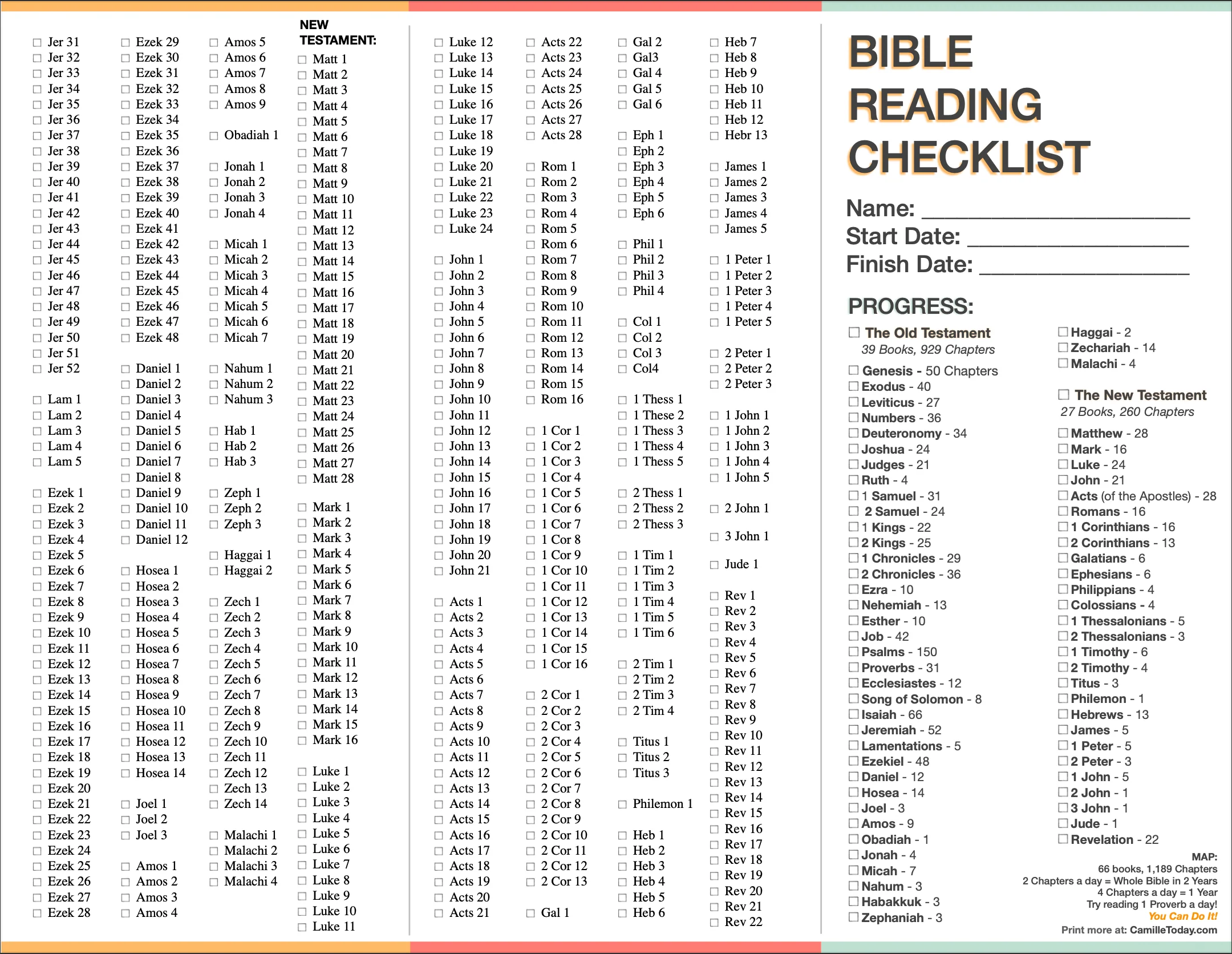 My Complete Bible Chapter Checklist My Complete Bible Chapter Checklist