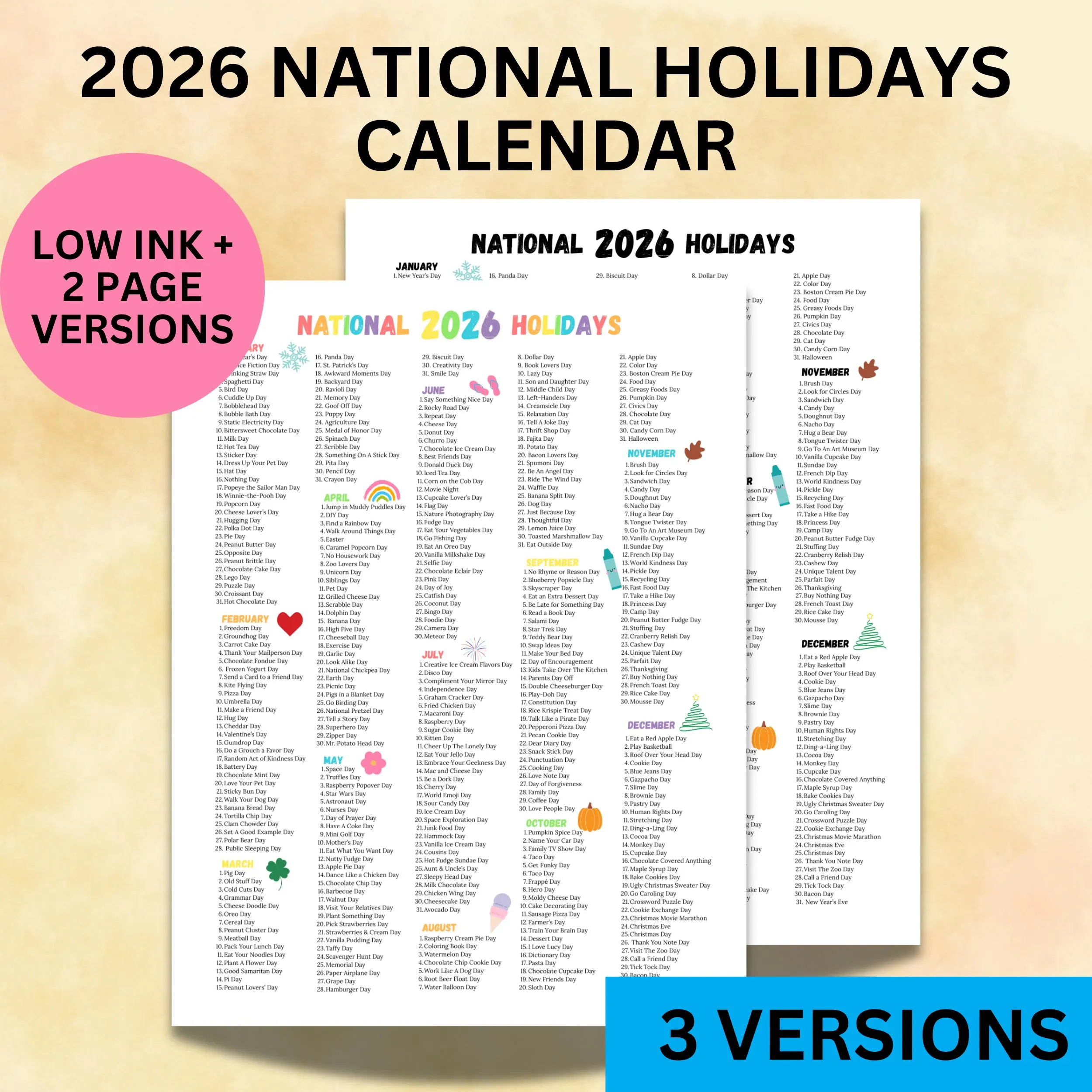National Days 2027 Printable Calendar