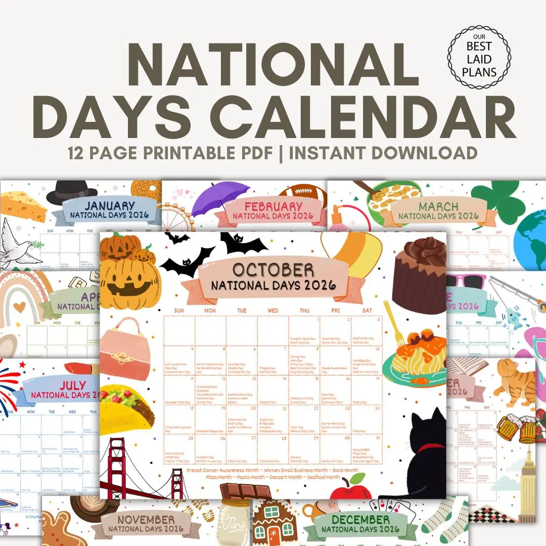 National Days 2027 Printable Calendar