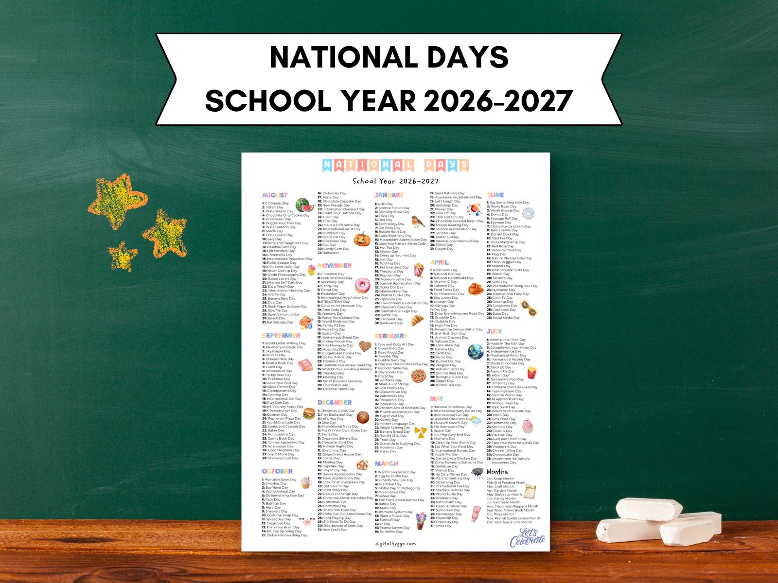 National Days 2027 Printable Calendar